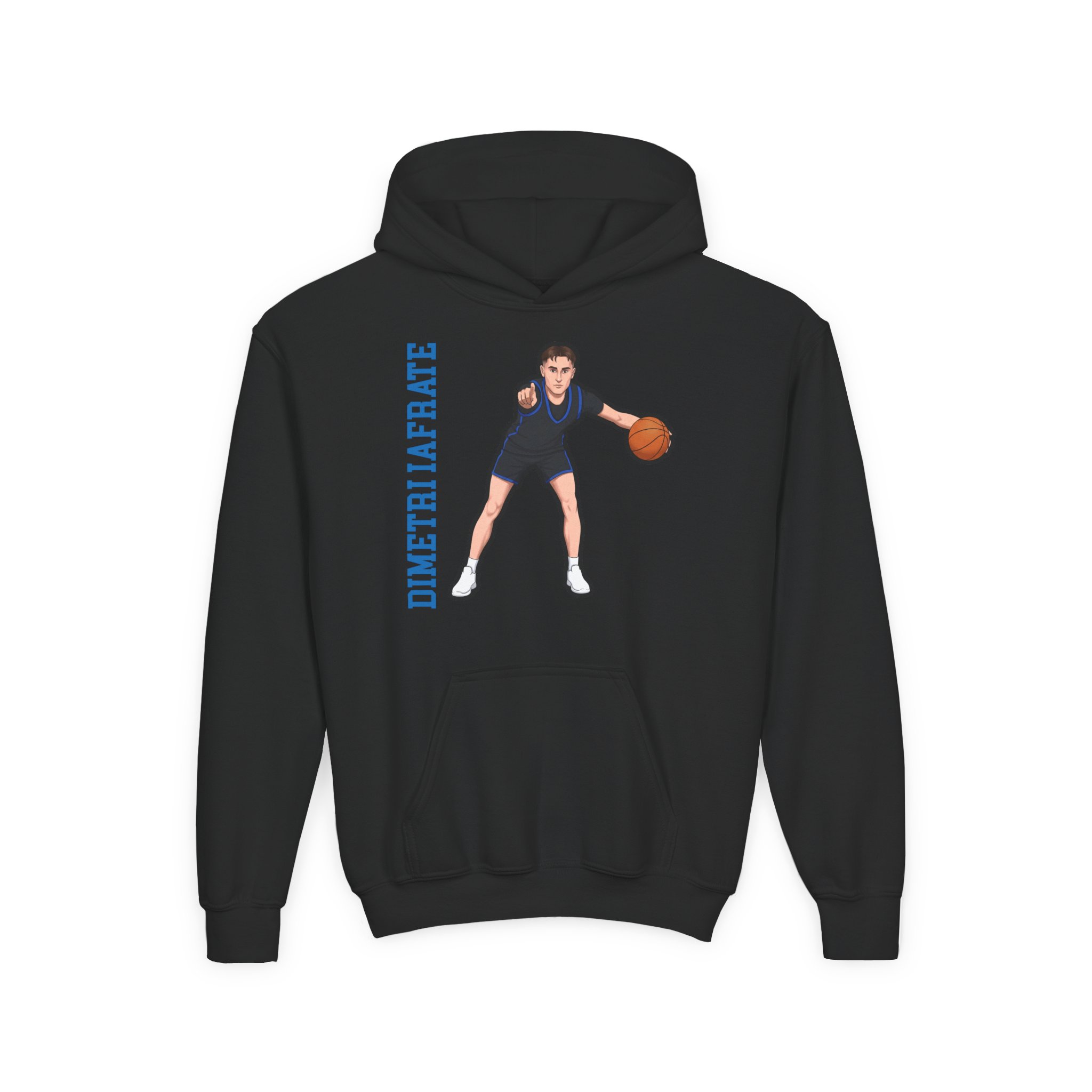 Youth Hoodie — character_name_vertical in Black