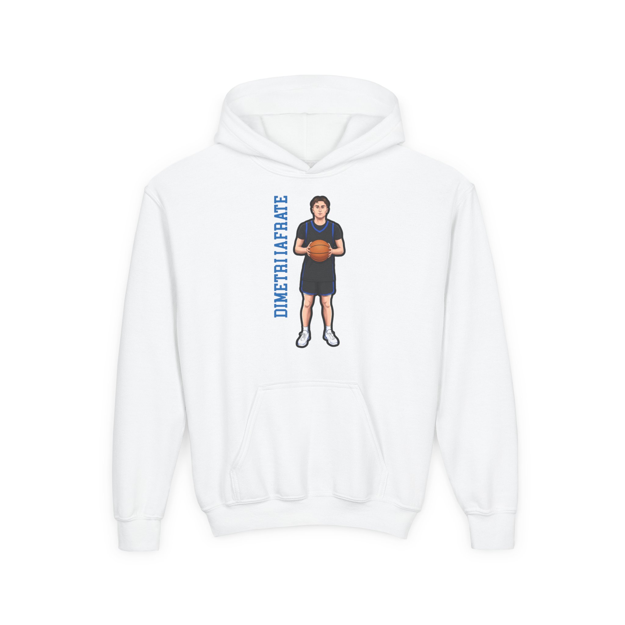 Youth Hoodie — character_name_vertical in White