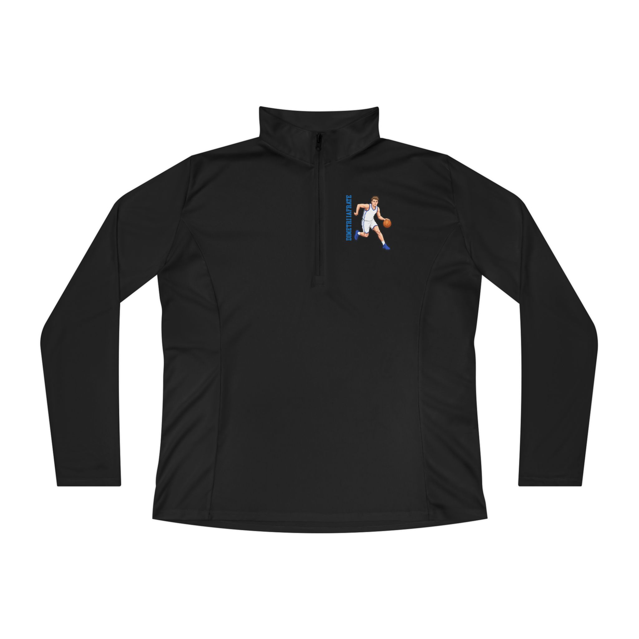 Women's Q-Zip Pullover — character_name_vertical in Black