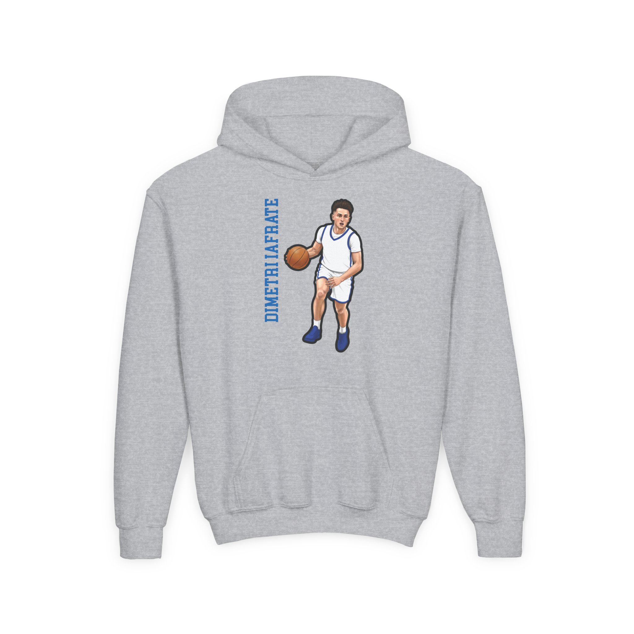 Youth Hoodie — character_name_vertical in Grey