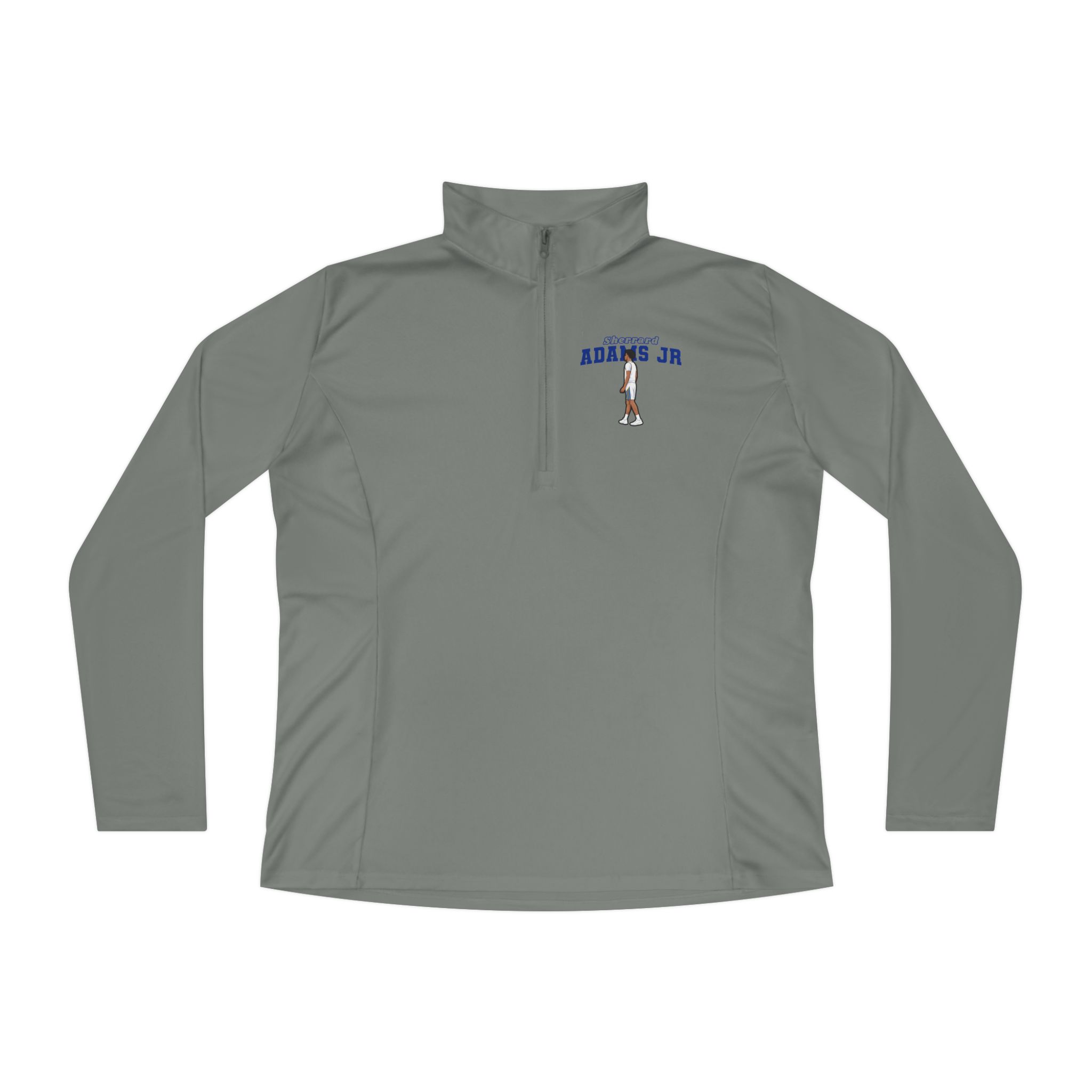 Women's Q-Zip Pullover — character_name_arch in Grey