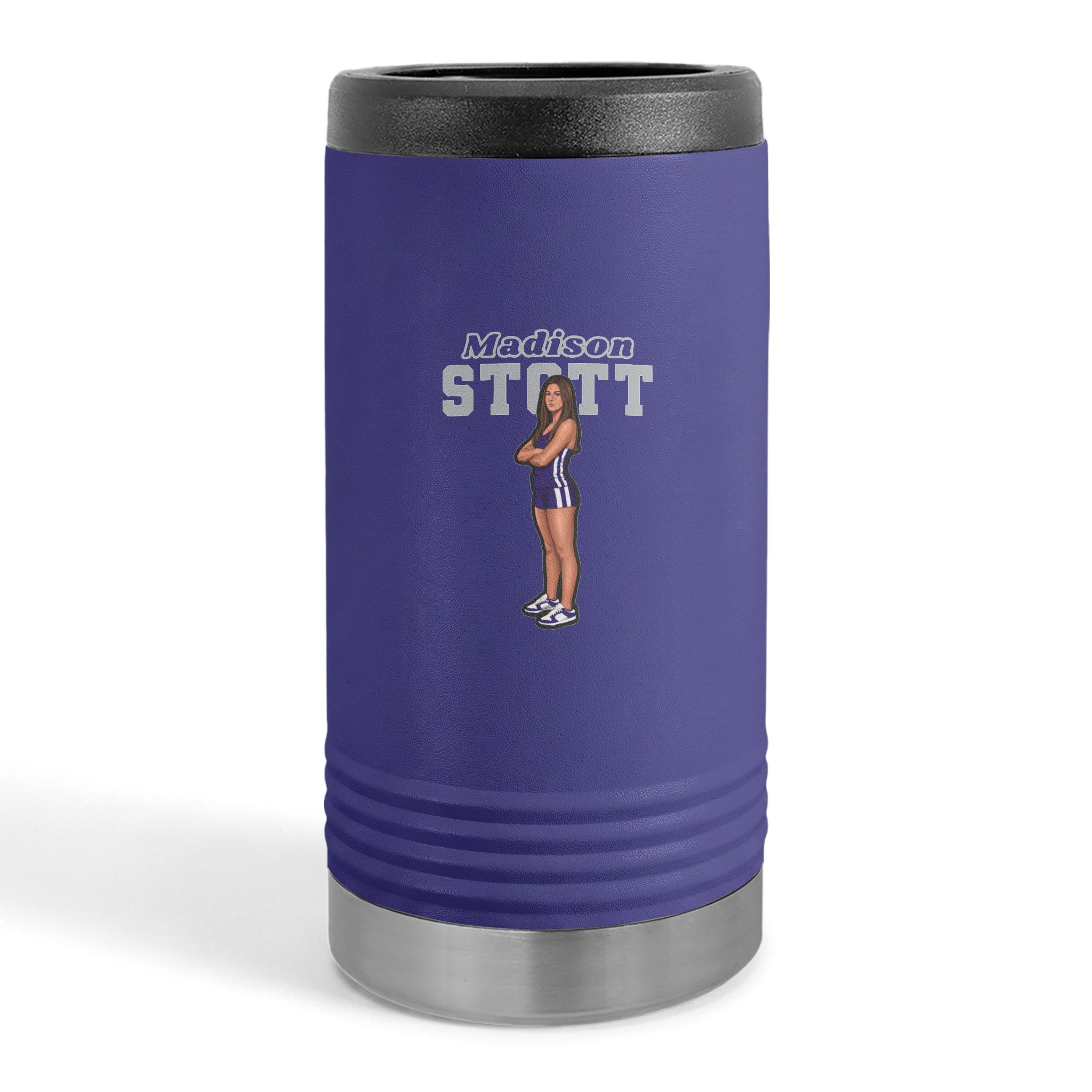 Slim Stainless Can Cooler — character_name_arch in Purple