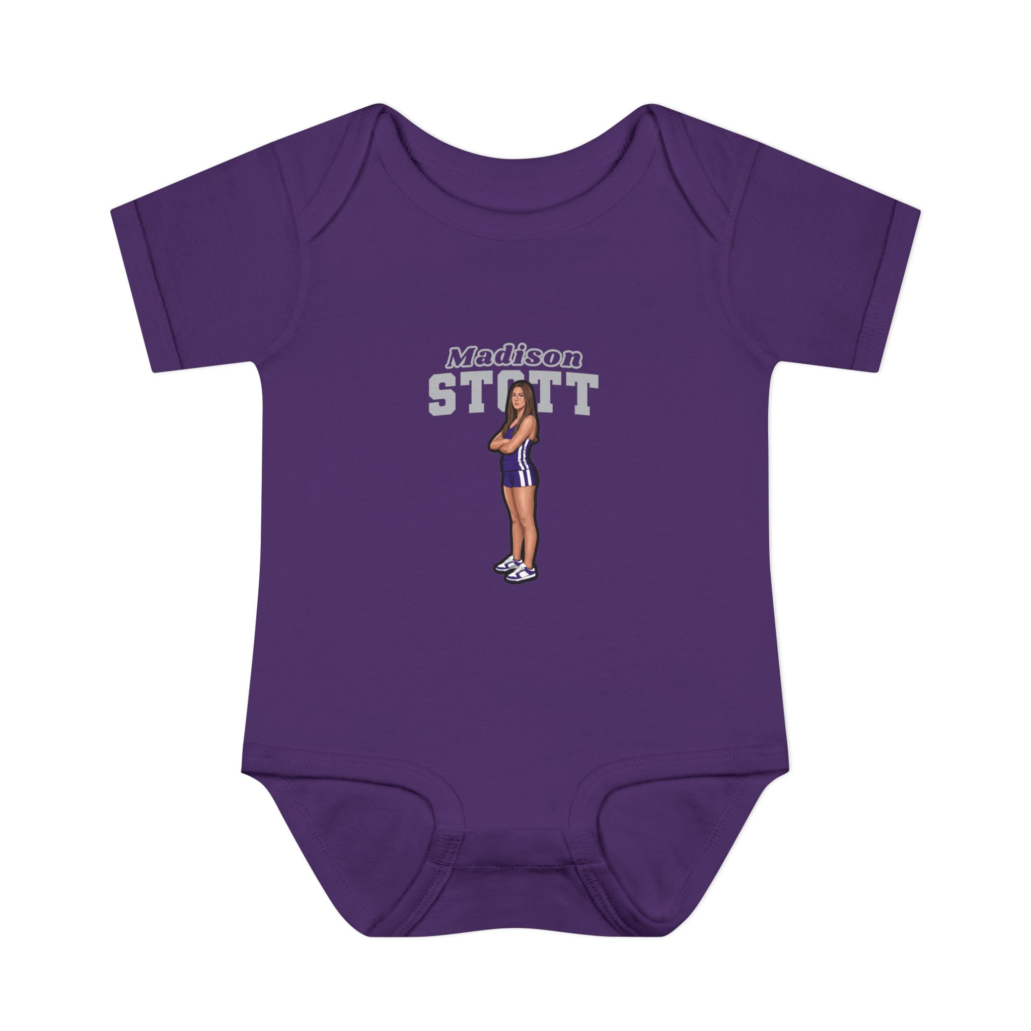 Baby Onesie — character_name_arch in Purple