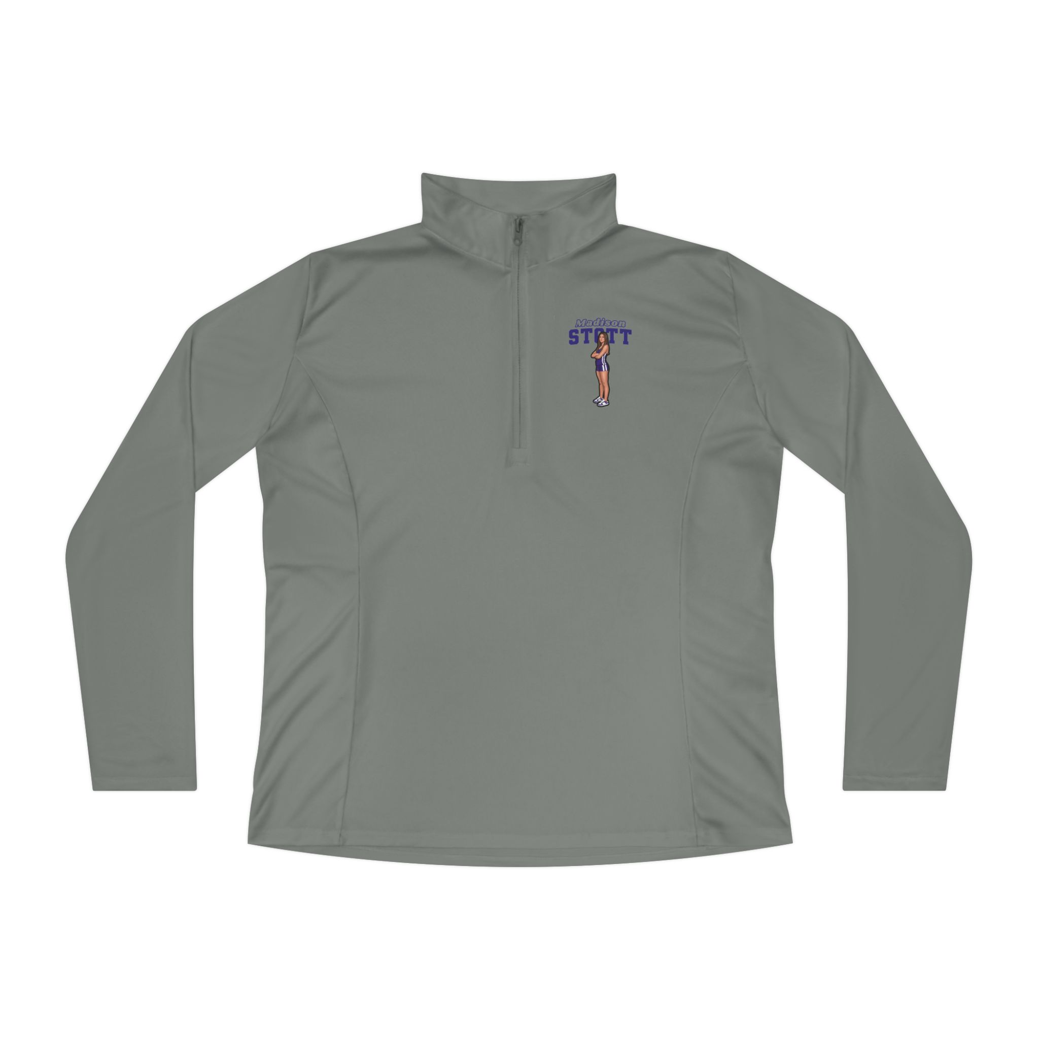 Women's Q-Zip Pullover — character_name_arch in Grey