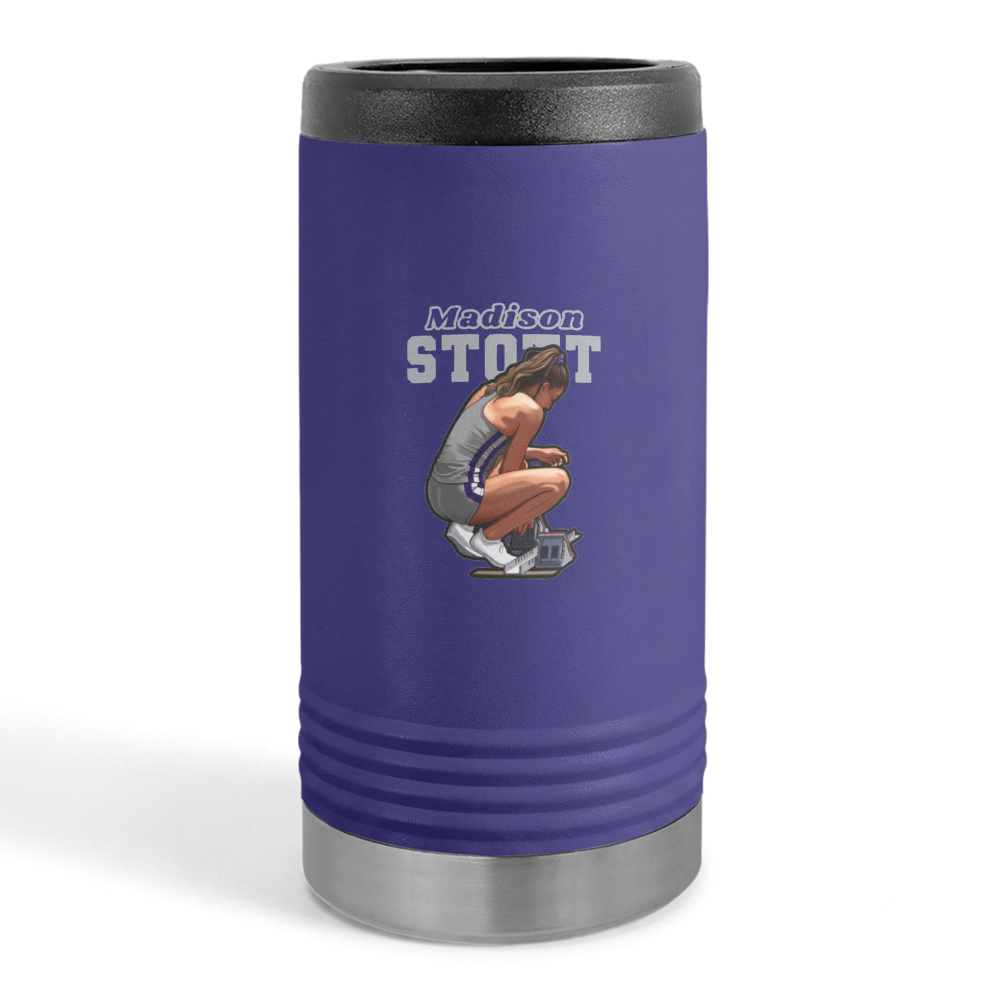 Slim Stainless Can Cooler — character_name_arch in Purple