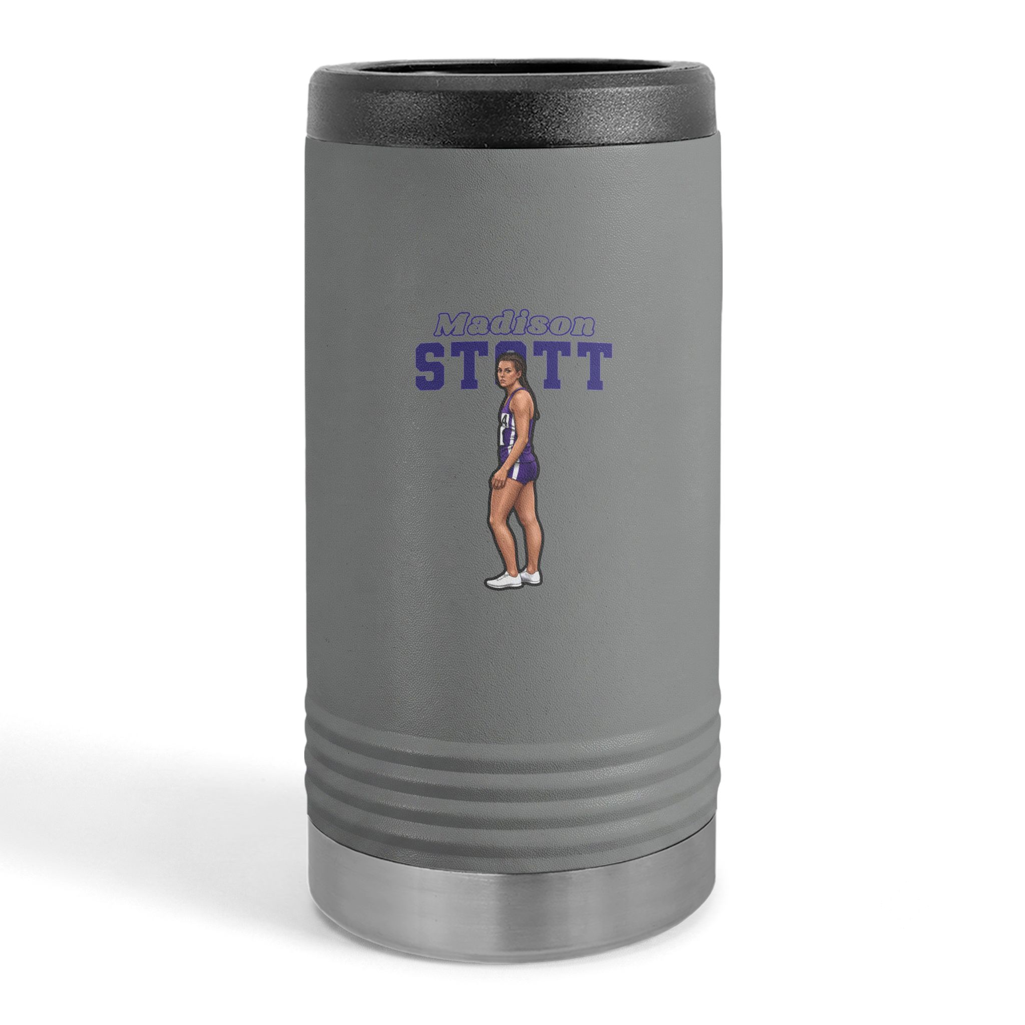 Slim Stainless Can Cooler — character_name_arch in Grey