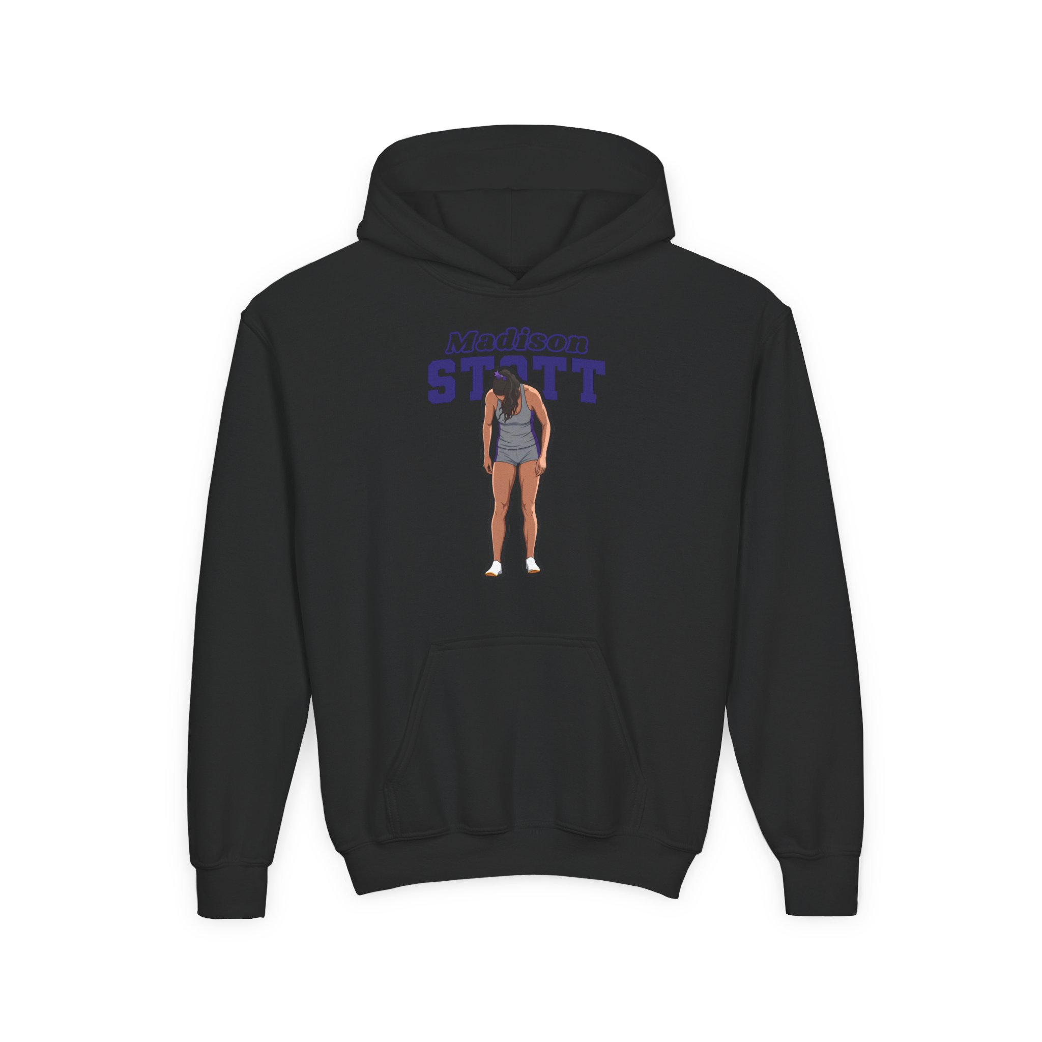 Youth Hoodie — character_name_arch in Black