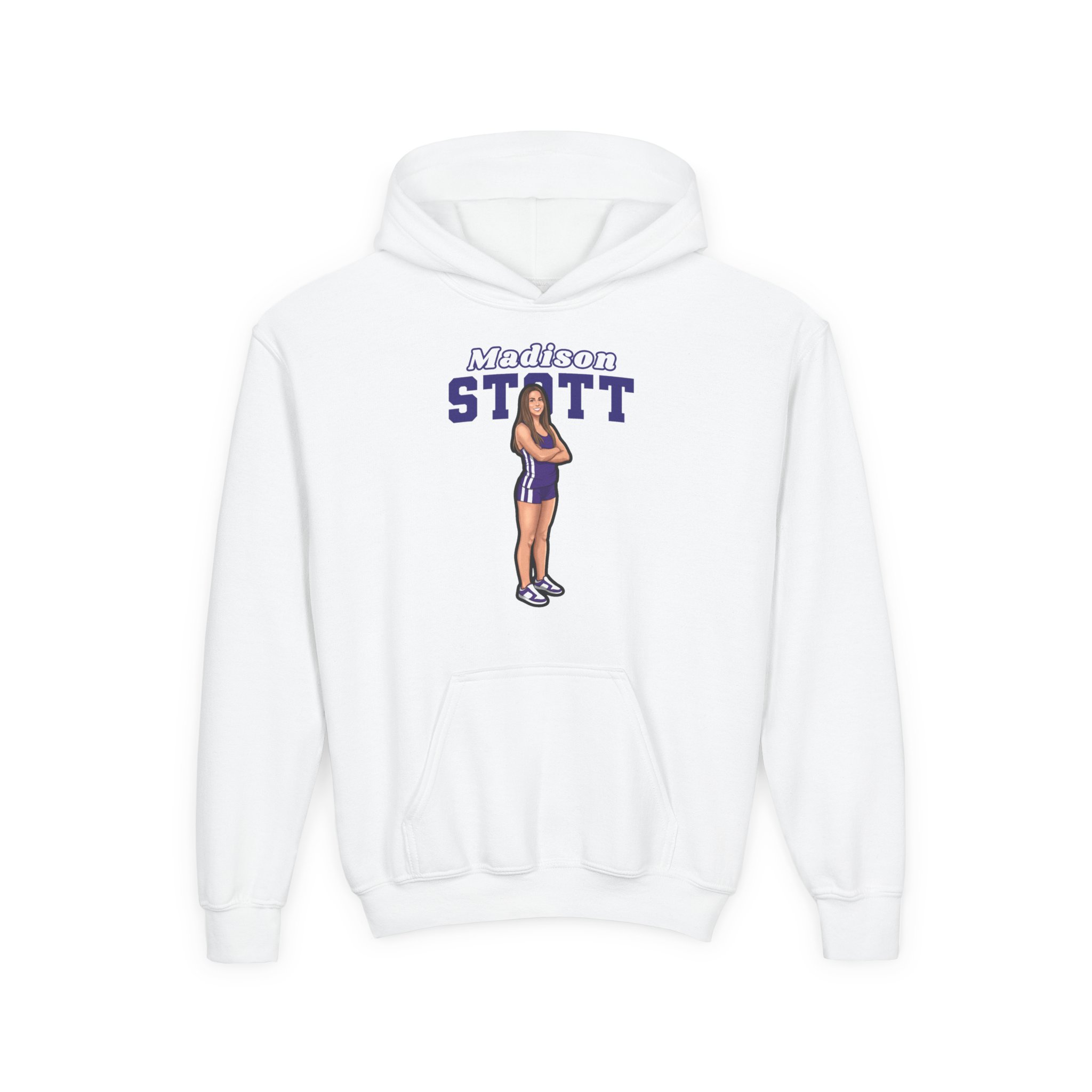 Youth Hoodie — character_name_arch in White