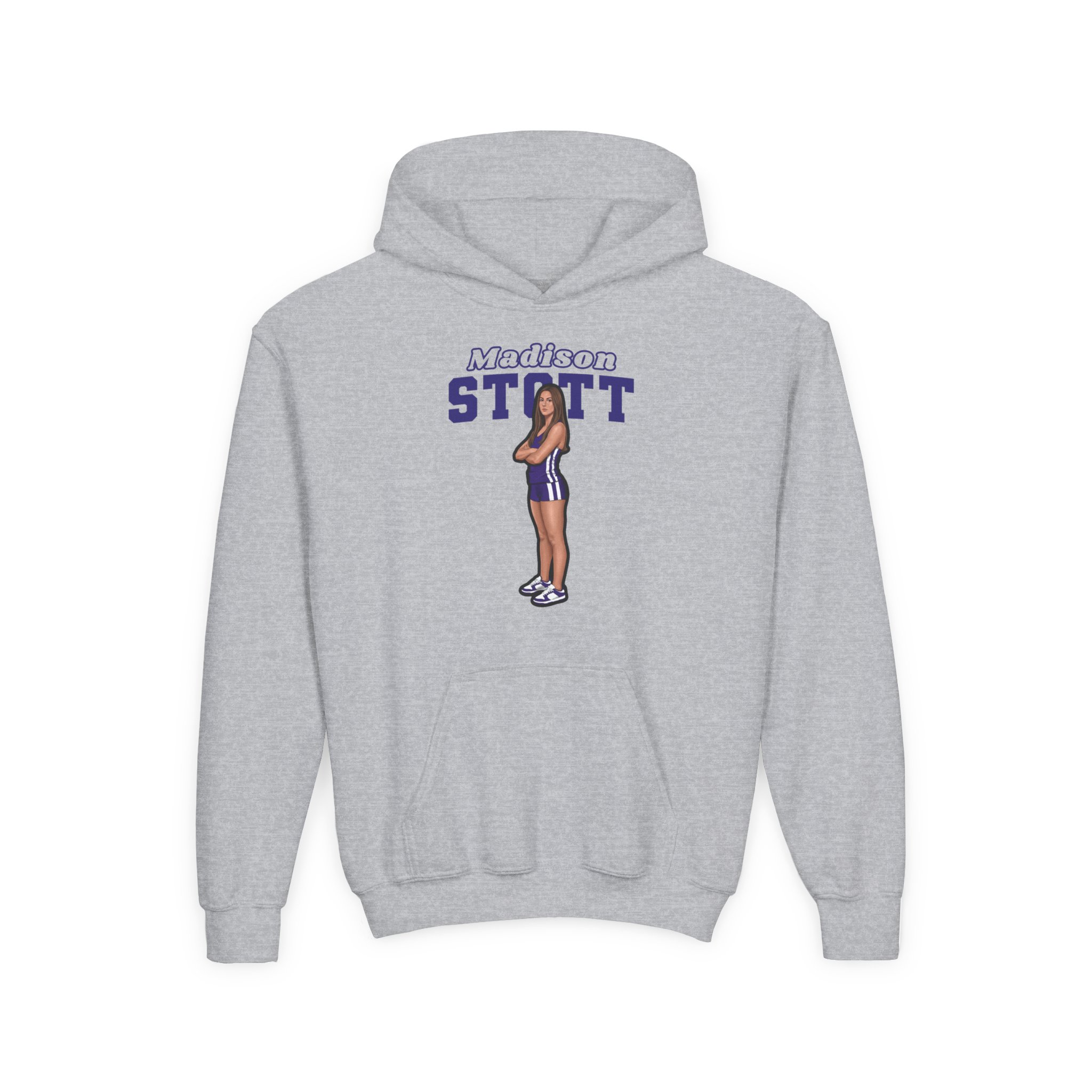 Youth Hoodie — character_name_arch in Grey