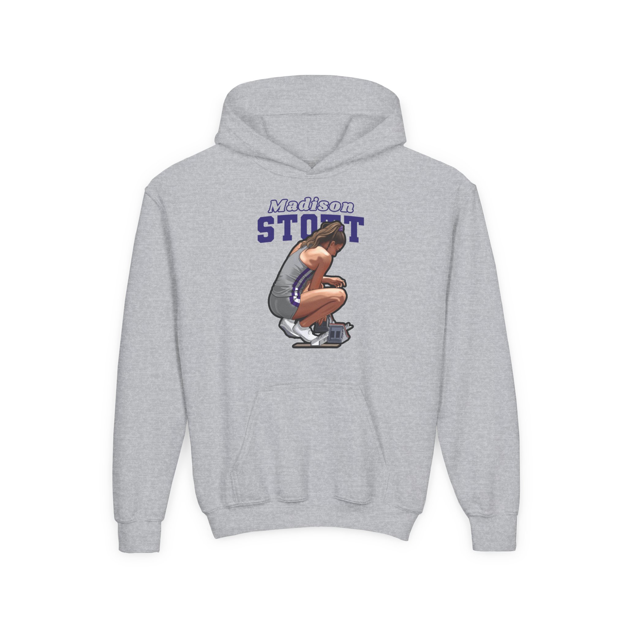 Youth Hoodie — character_name_arch in Grey
