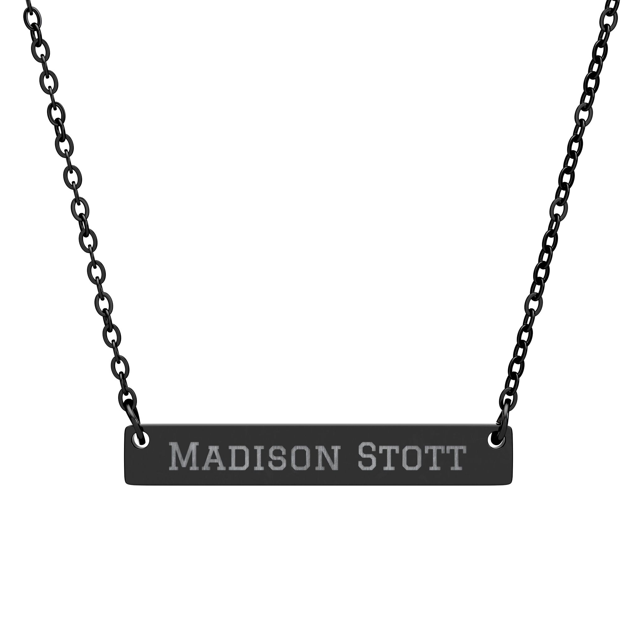 Engraved Bar Necklace — Classic in Black