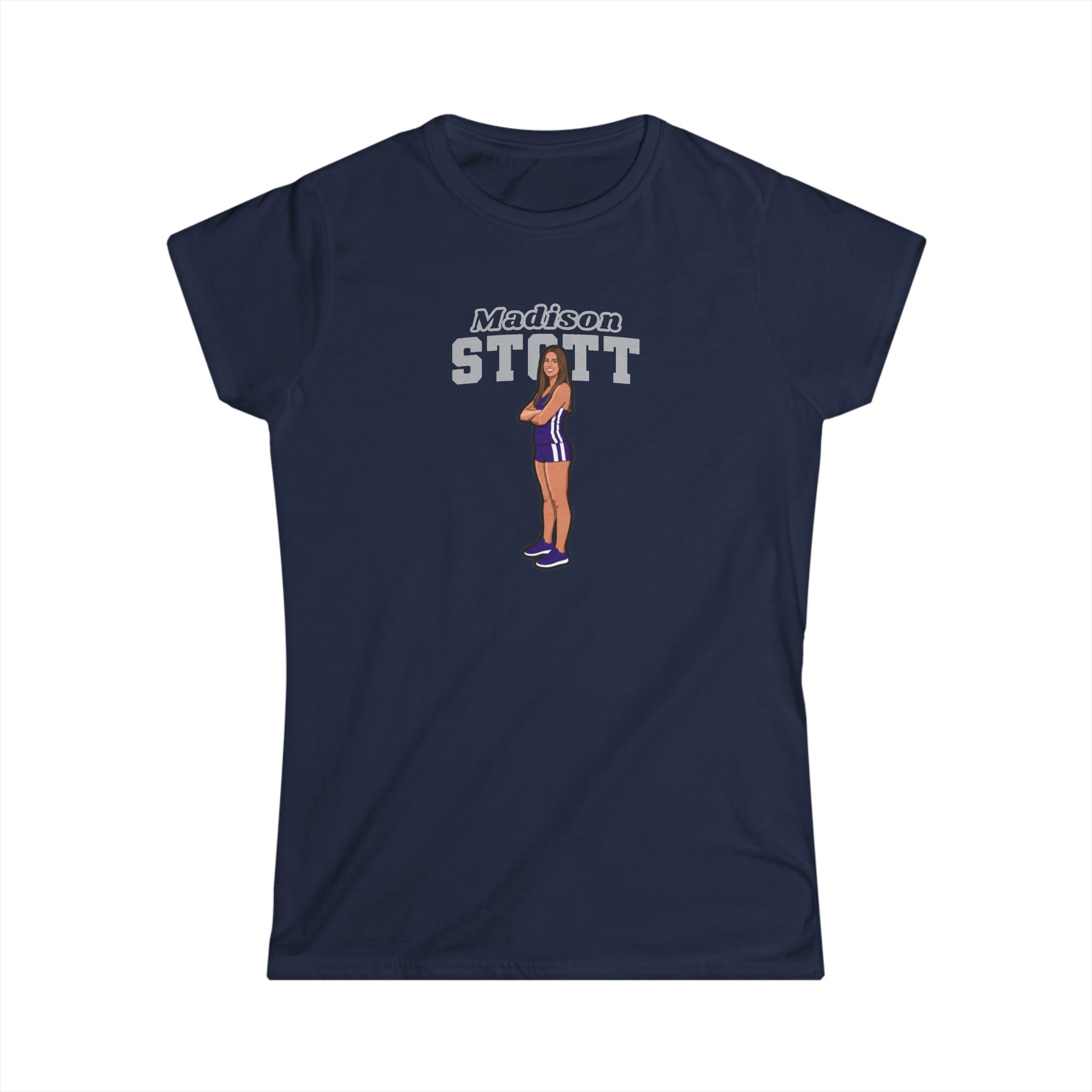 Women's Softstyle Tee — character_name_arch in Navy