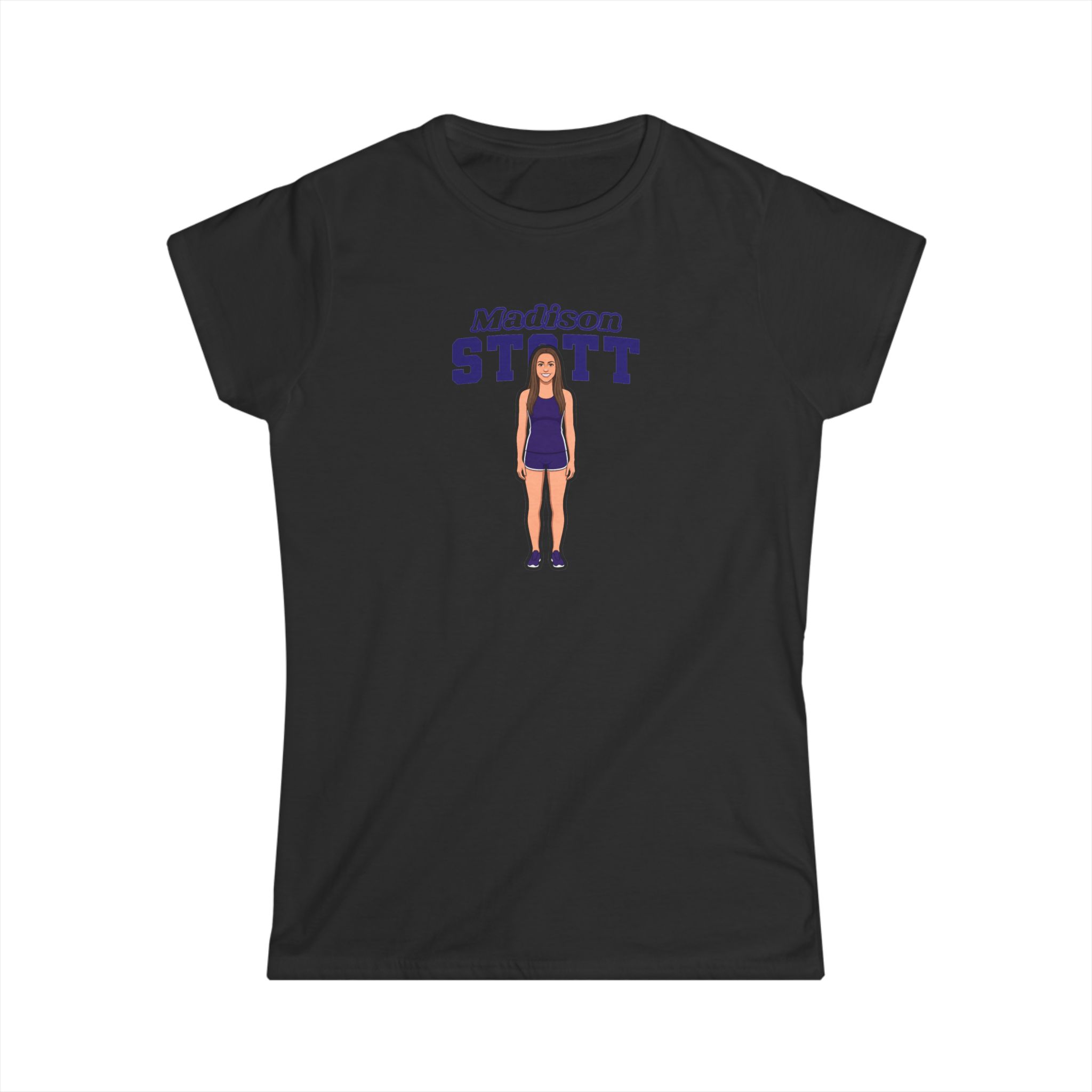 Women's Softstyle Tee — character_name_arch in Black