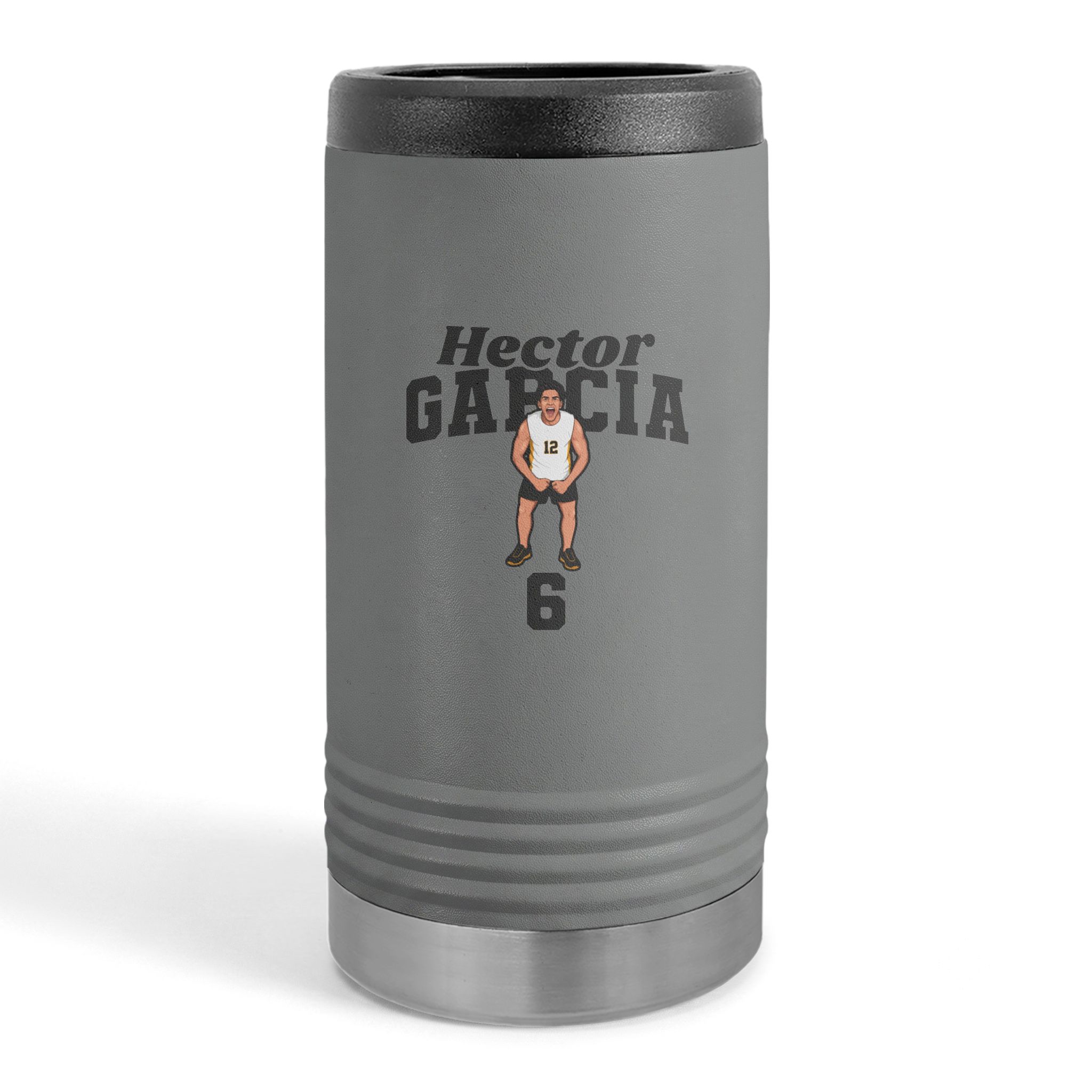 Slim Stainless Can Cooler — character_signature_arch in Grey
