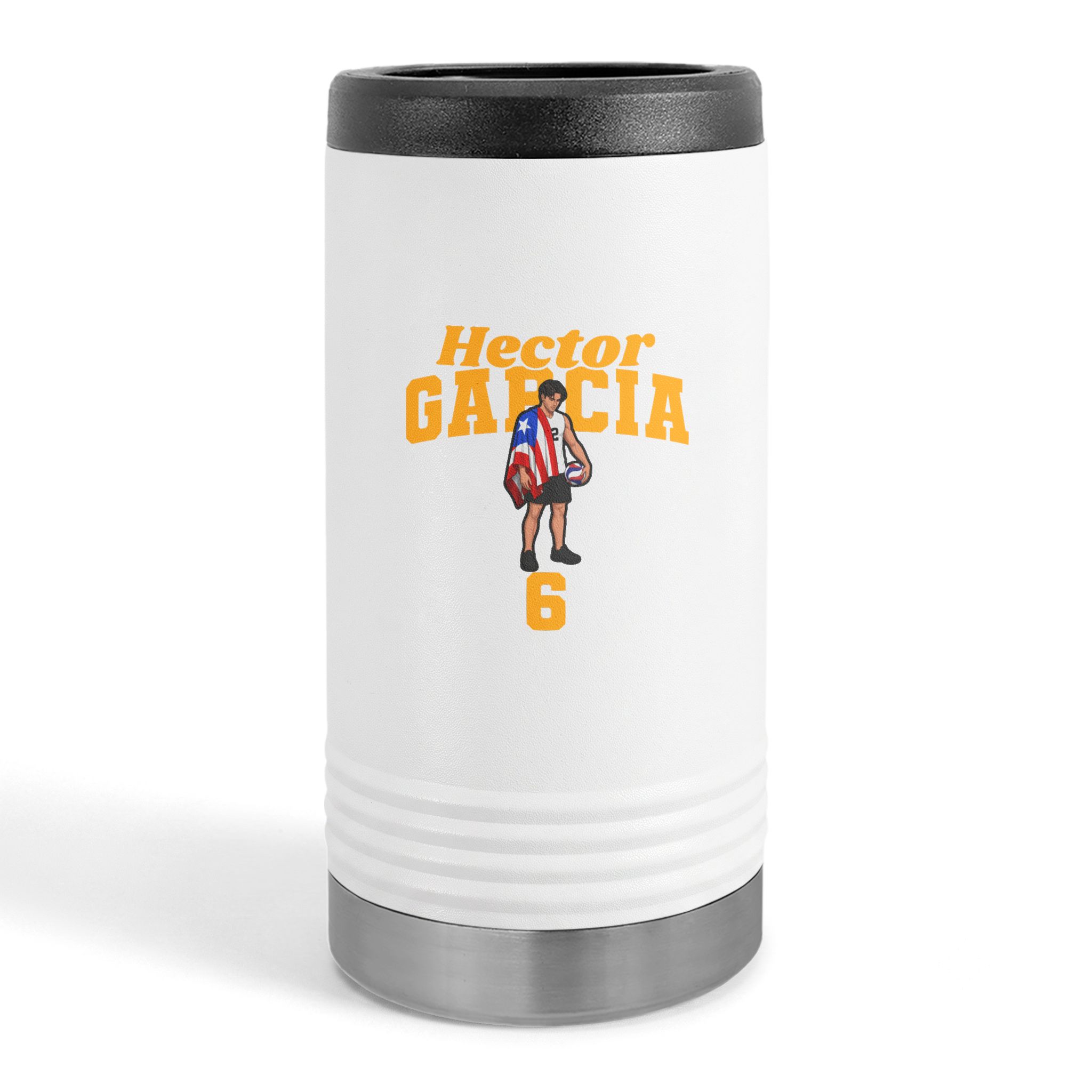 Slim Stainless Can Cooler — character_signature_arch in White