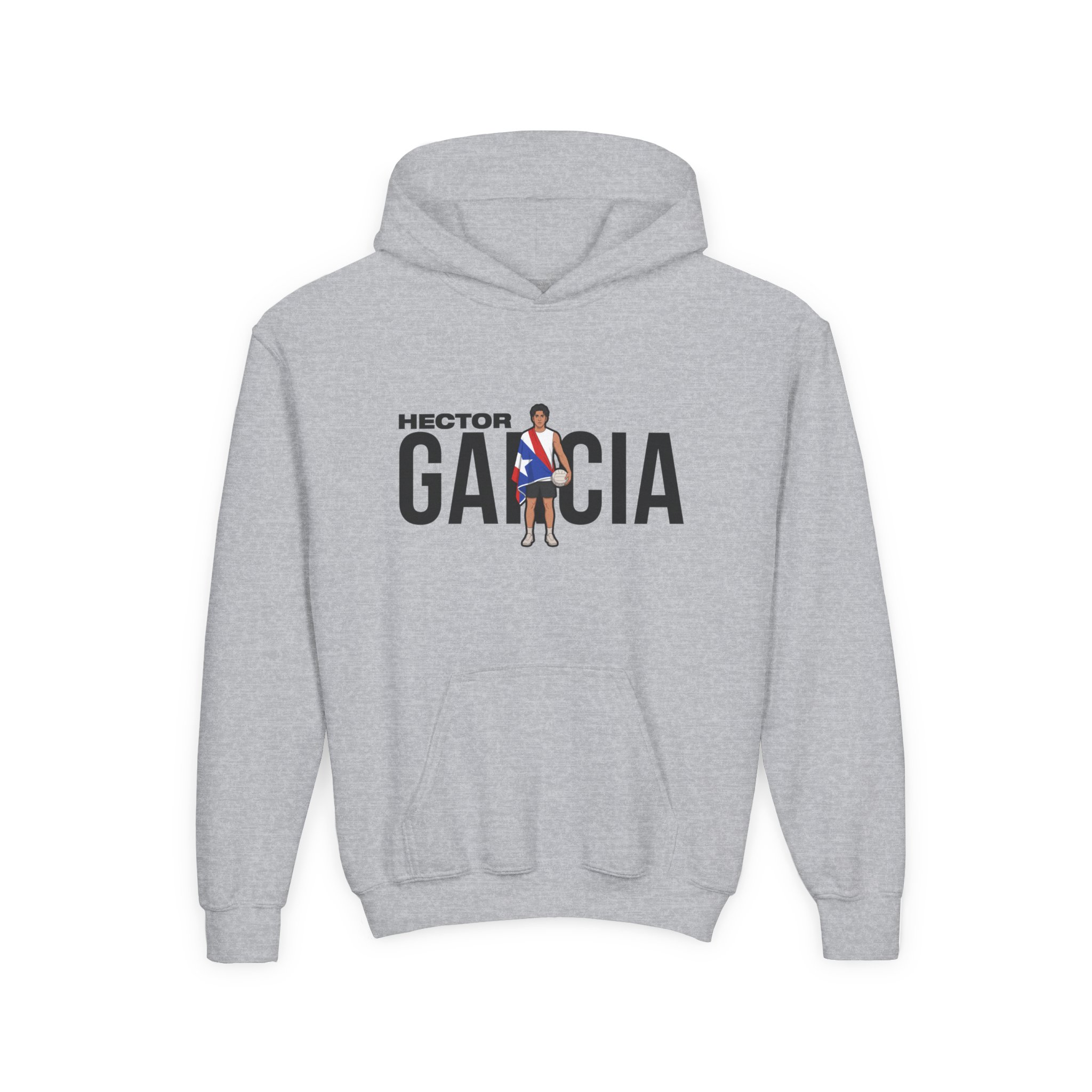 Youth Hoodie — character_player_name in Grey
