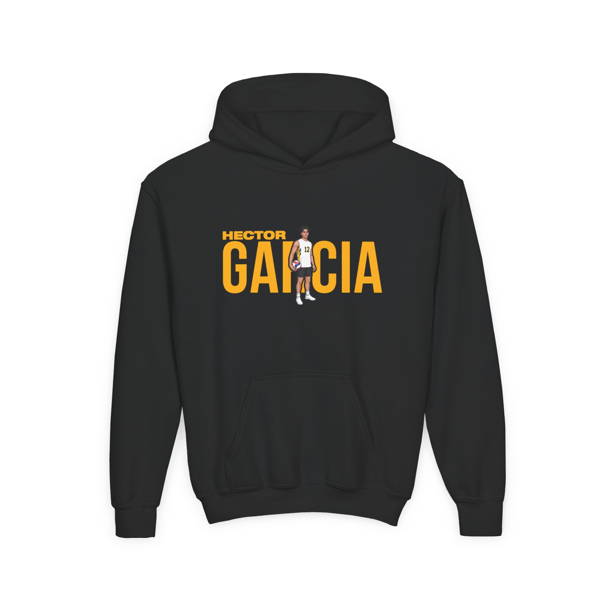 Youth Hoodie — character_player_name in Black