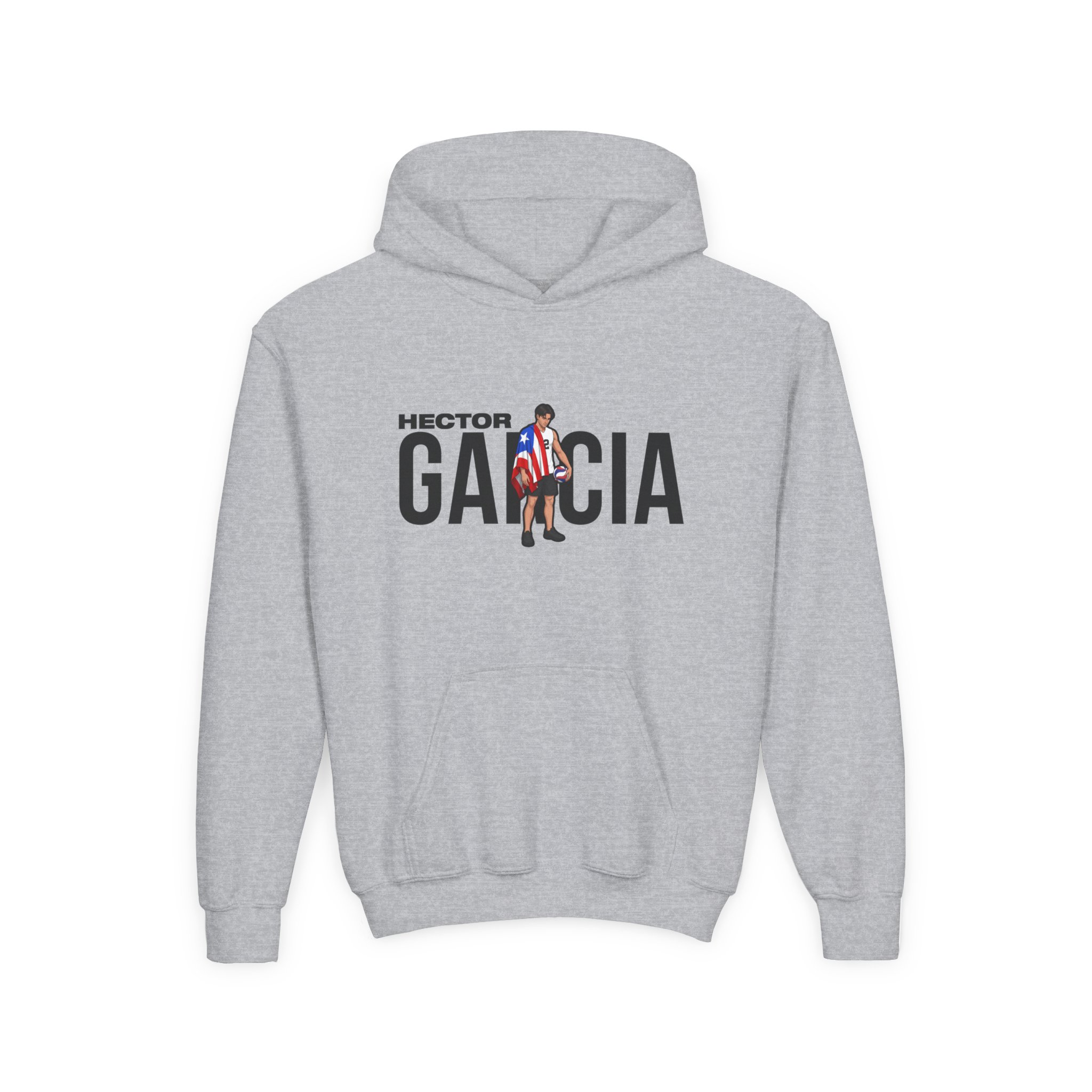 Youth Hoodie — character_player_name in Grey