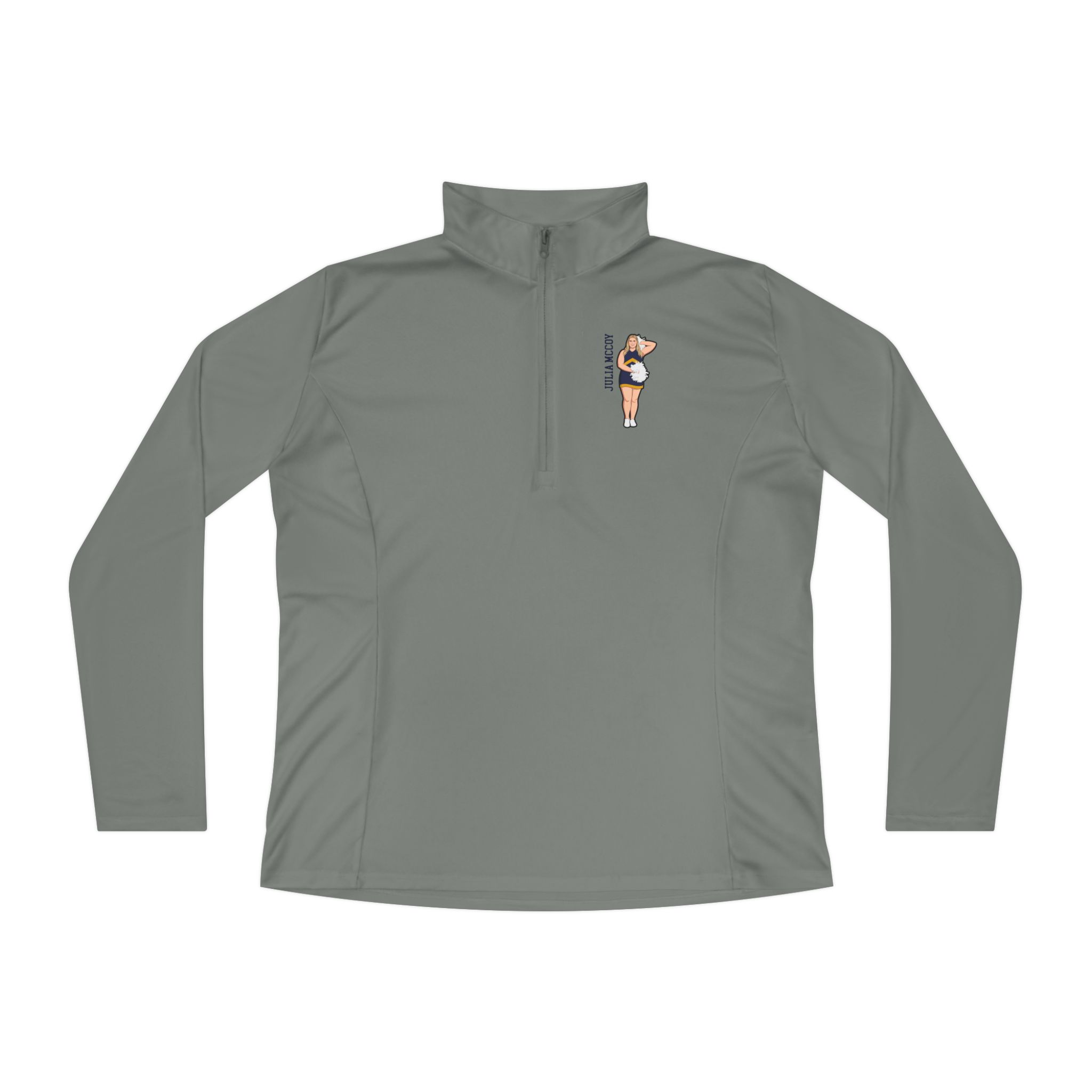 Women's Q-Zip Pullover — character_name_vertical in Grey