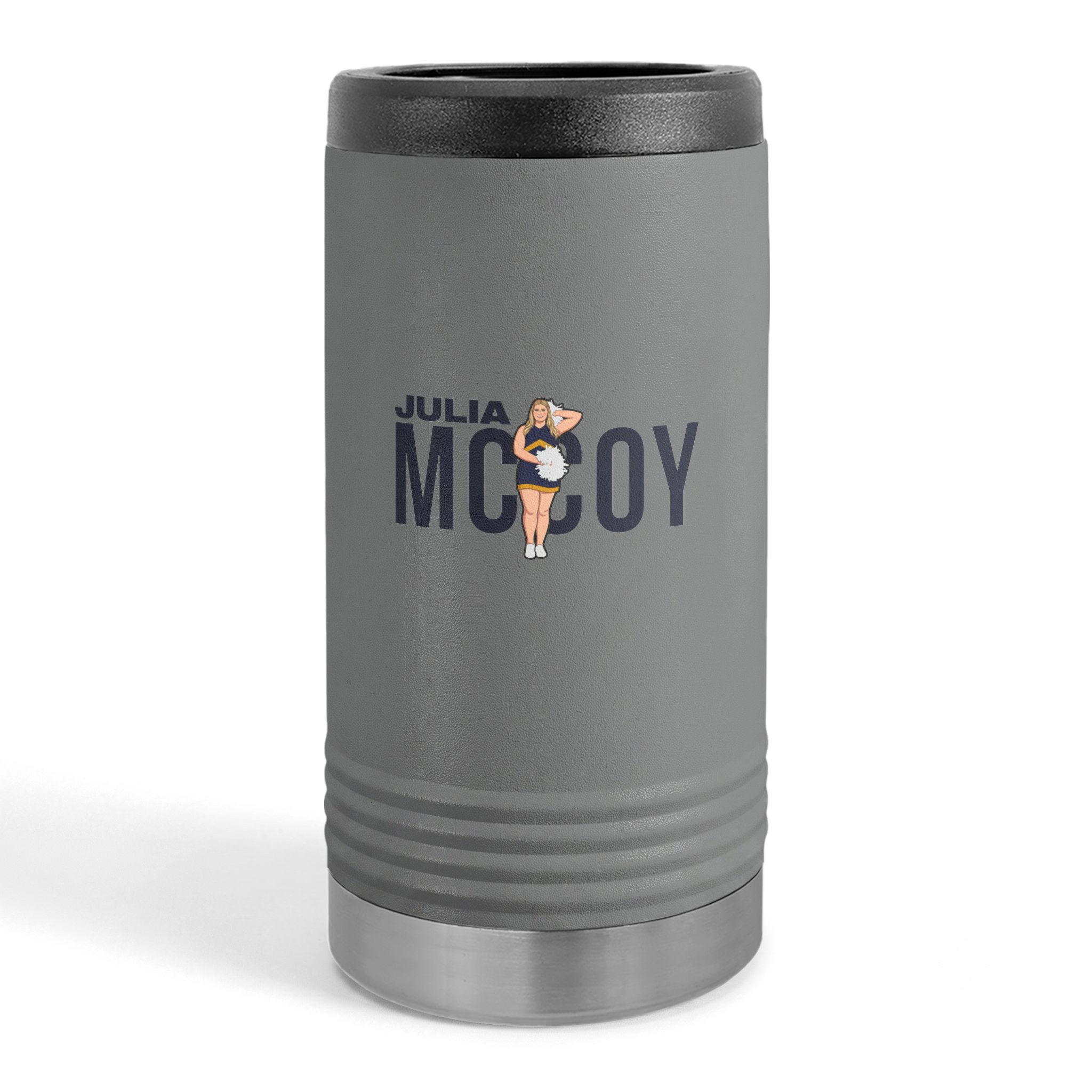 Slim Stainless Can Cooler — character_player_name in Grey