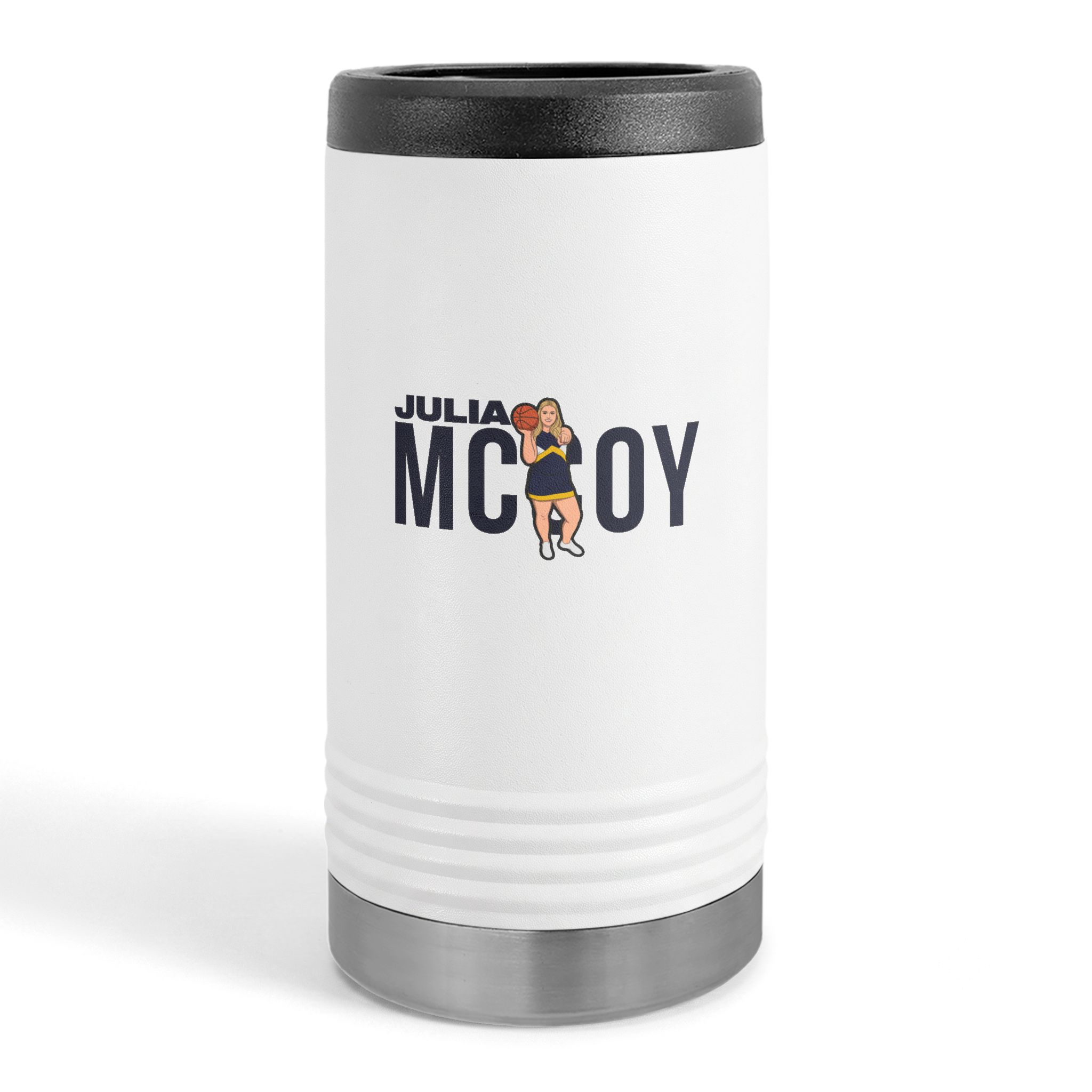 Slim Stainless Can Cooler — character_player_name in White