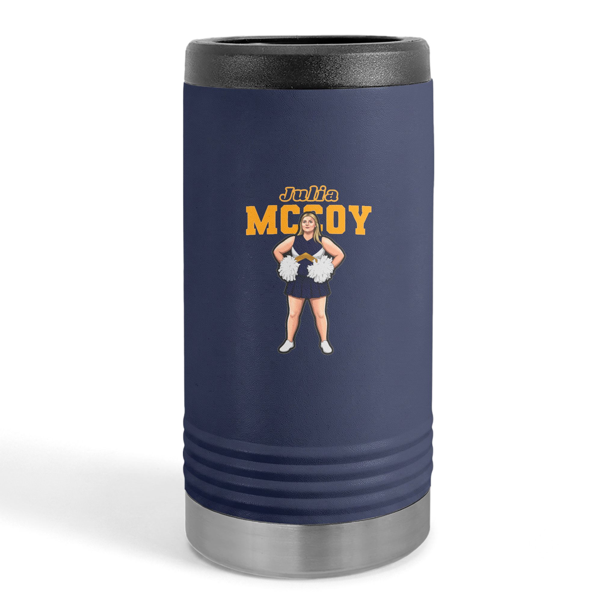 Slim Stainless Can Cooler — character_name_arch in Navy