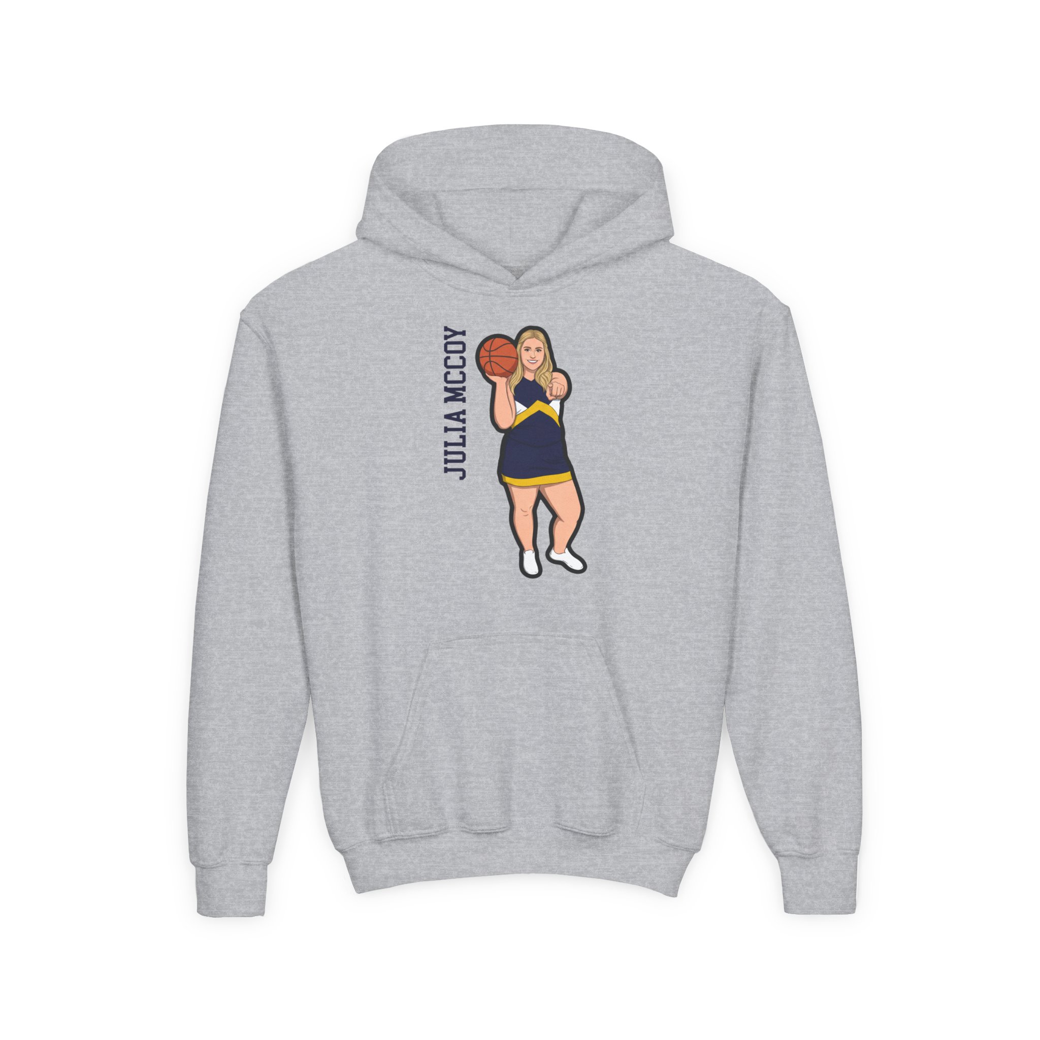 Youth Hoodie — character_name_vertical in Grey