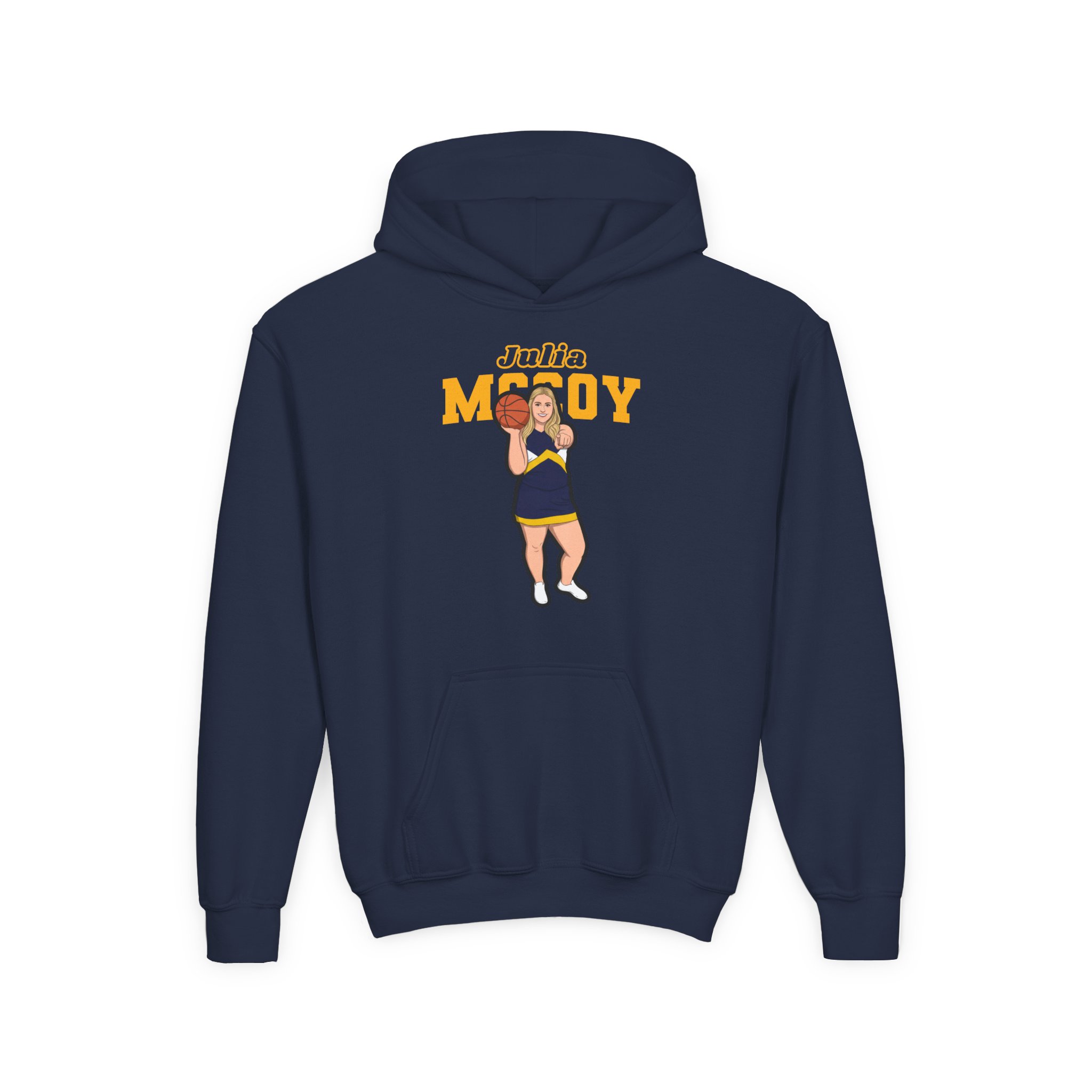 Youth Hoodie — character_name_arch in Navy