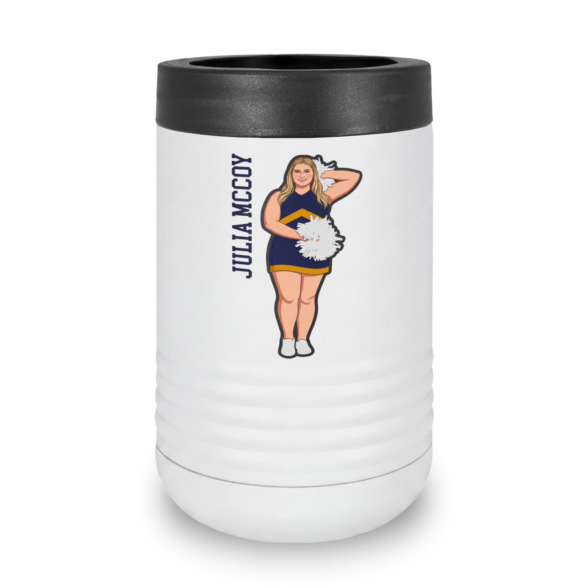 Stainless Can Cooler — character_name_vertical in White