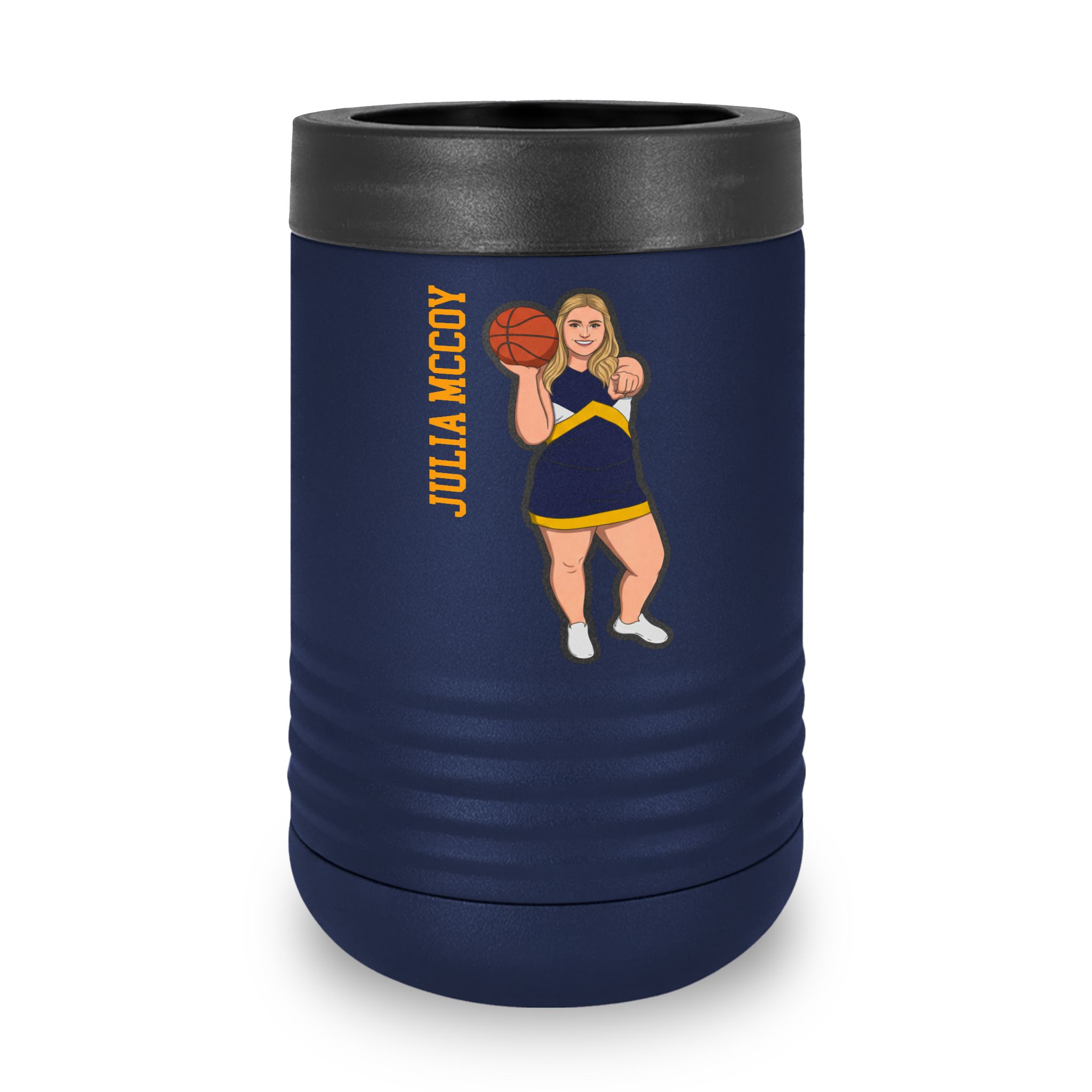Stainless Can Cooler — character_name_vertical in Navy