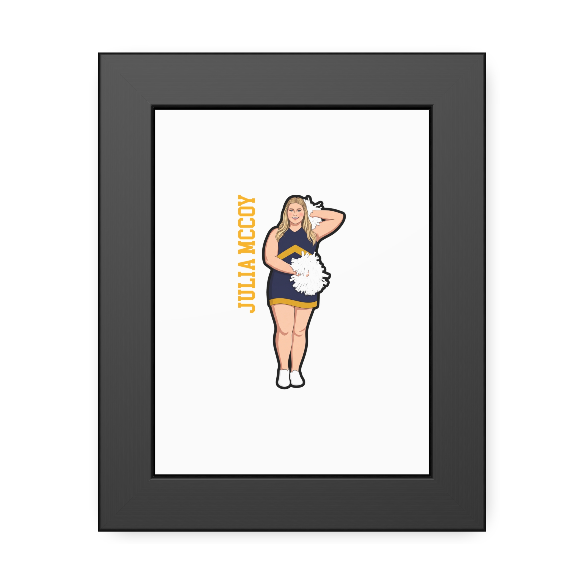 Framed Poster — character_name_vertical in Black