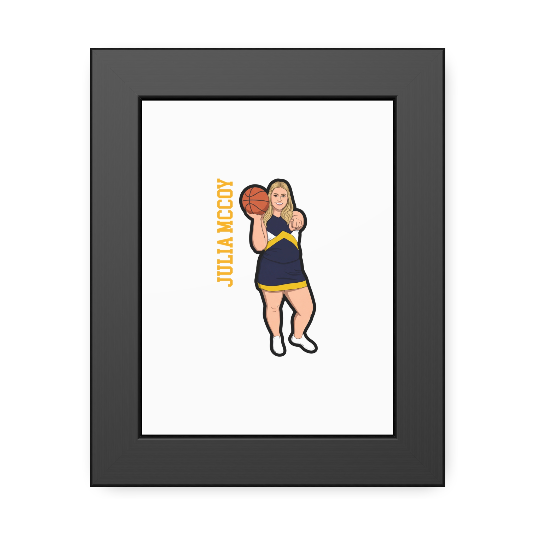 Framed Poster — character_name_vertical in Black