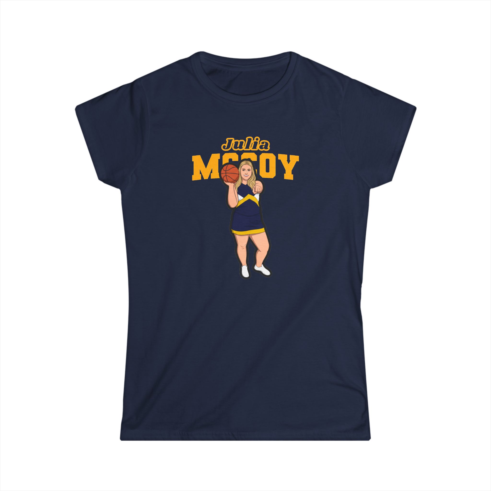 Women's Softstyle Tee — character_name_arch in Navy
