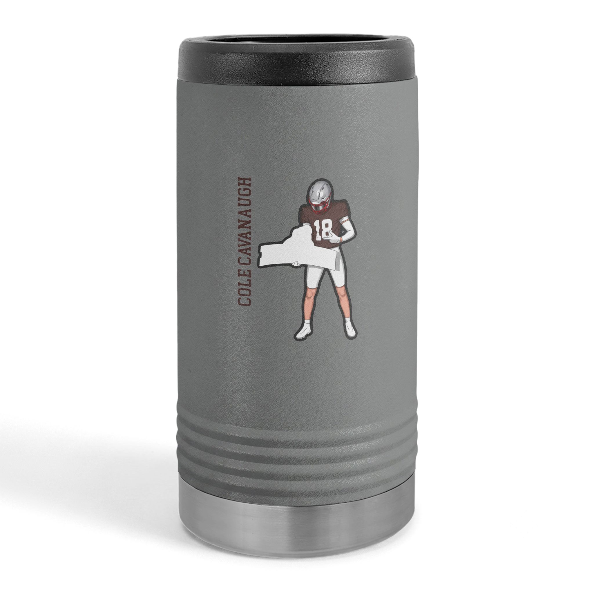 Slim Stainless Can Cooler — character_name_vertical in Grey
