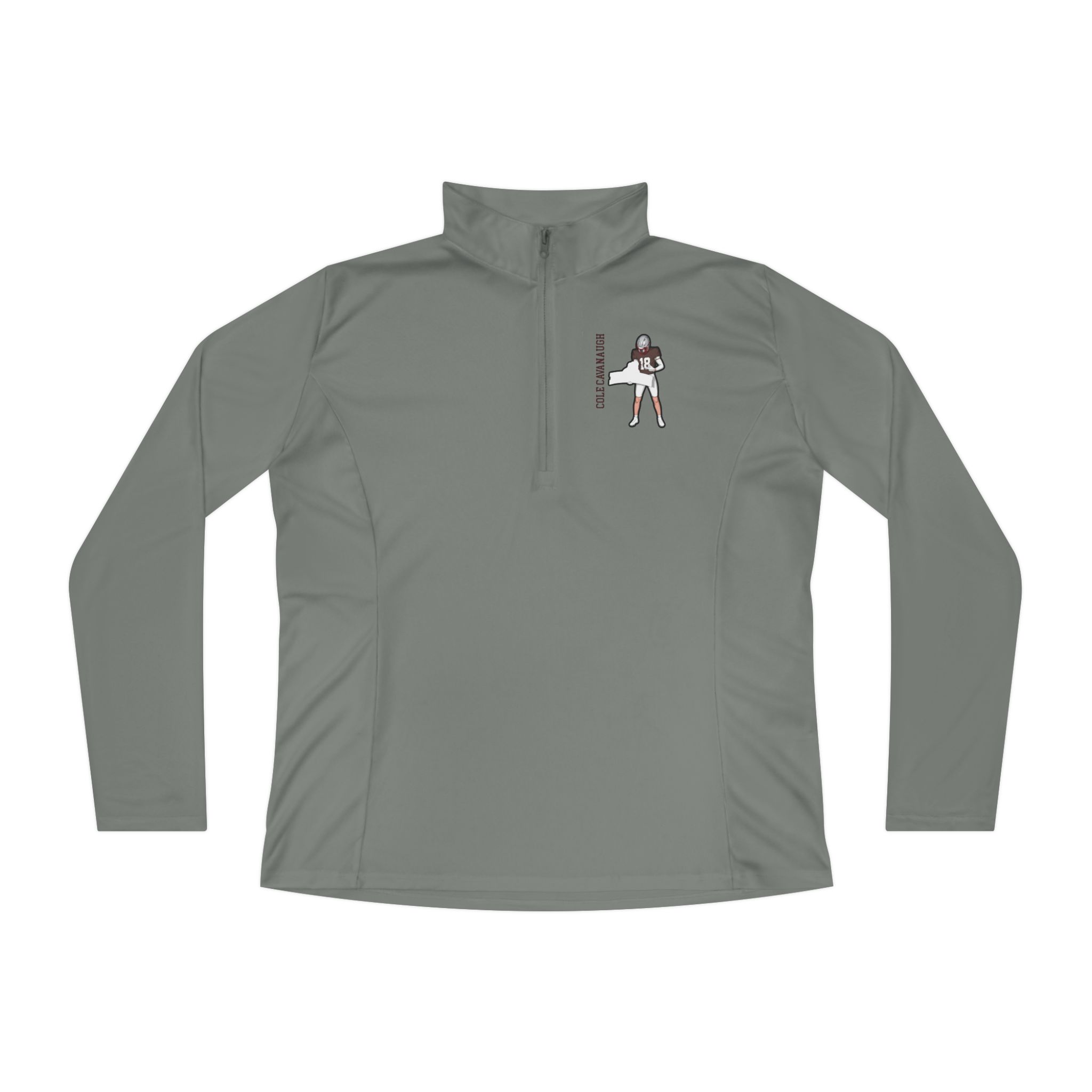 Women's Q-Zip Pullover — character_name_vertical in Grey