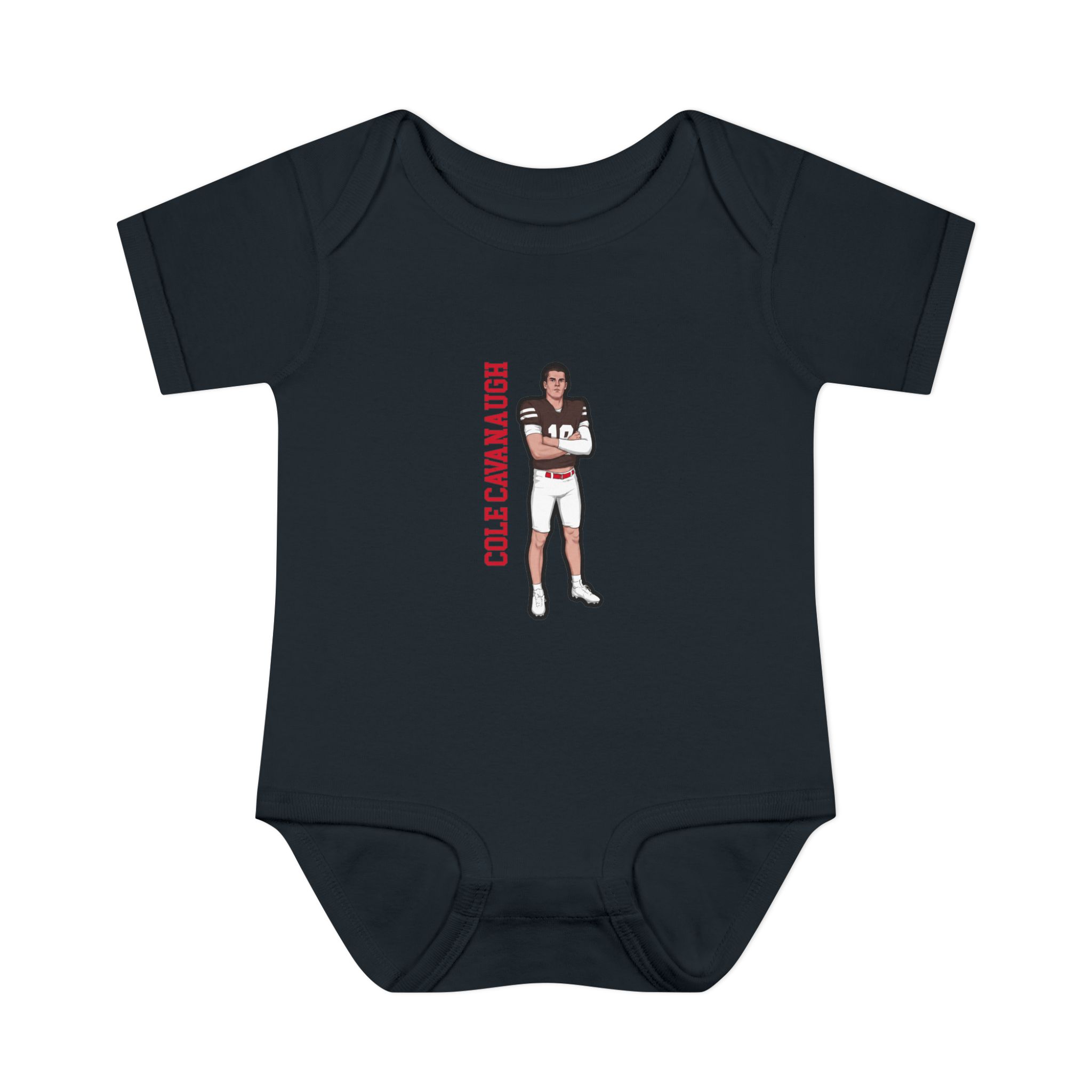 Baby Onesie — character_name_vertical in Black