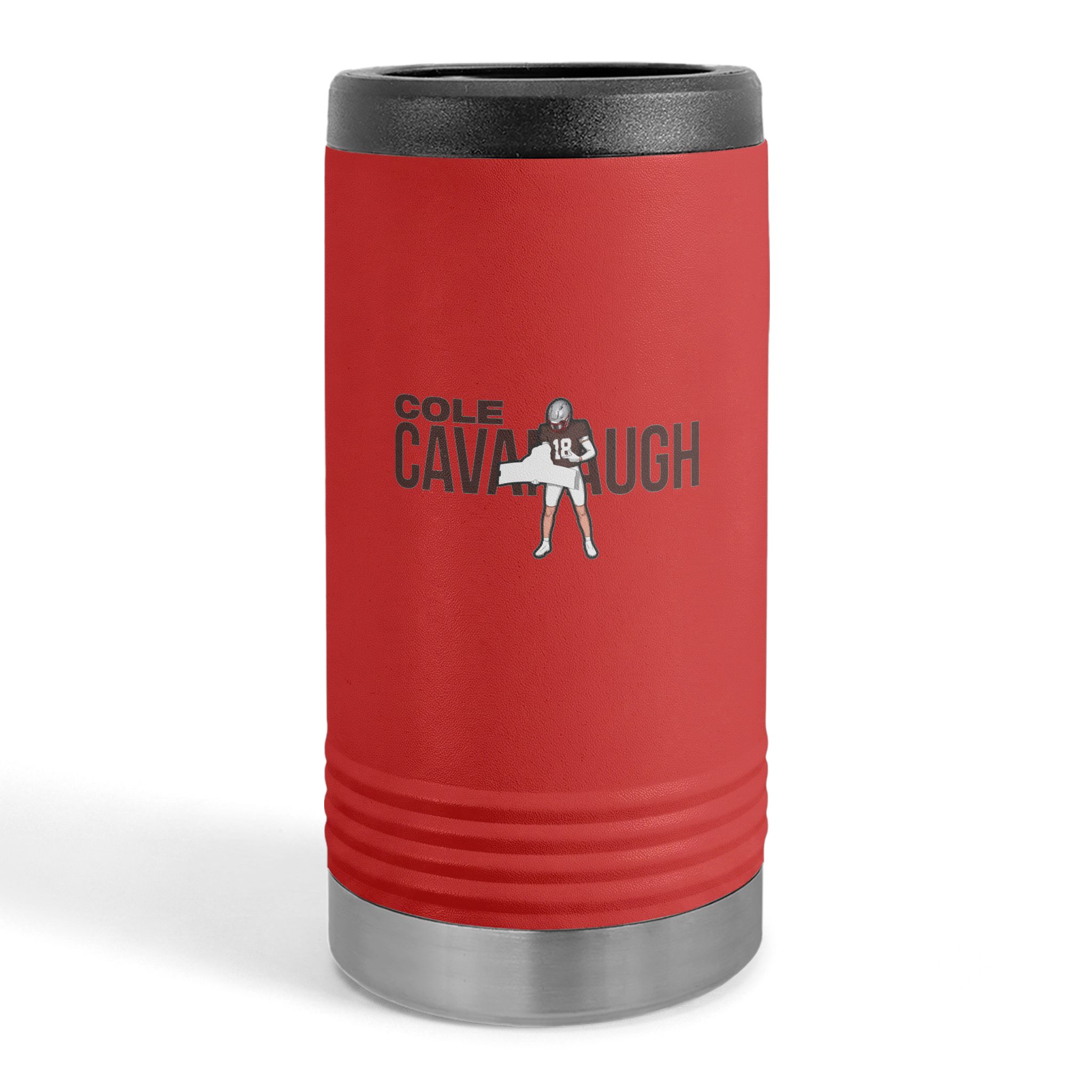 Slim Stainless Can Cooler — character_player_name in Red