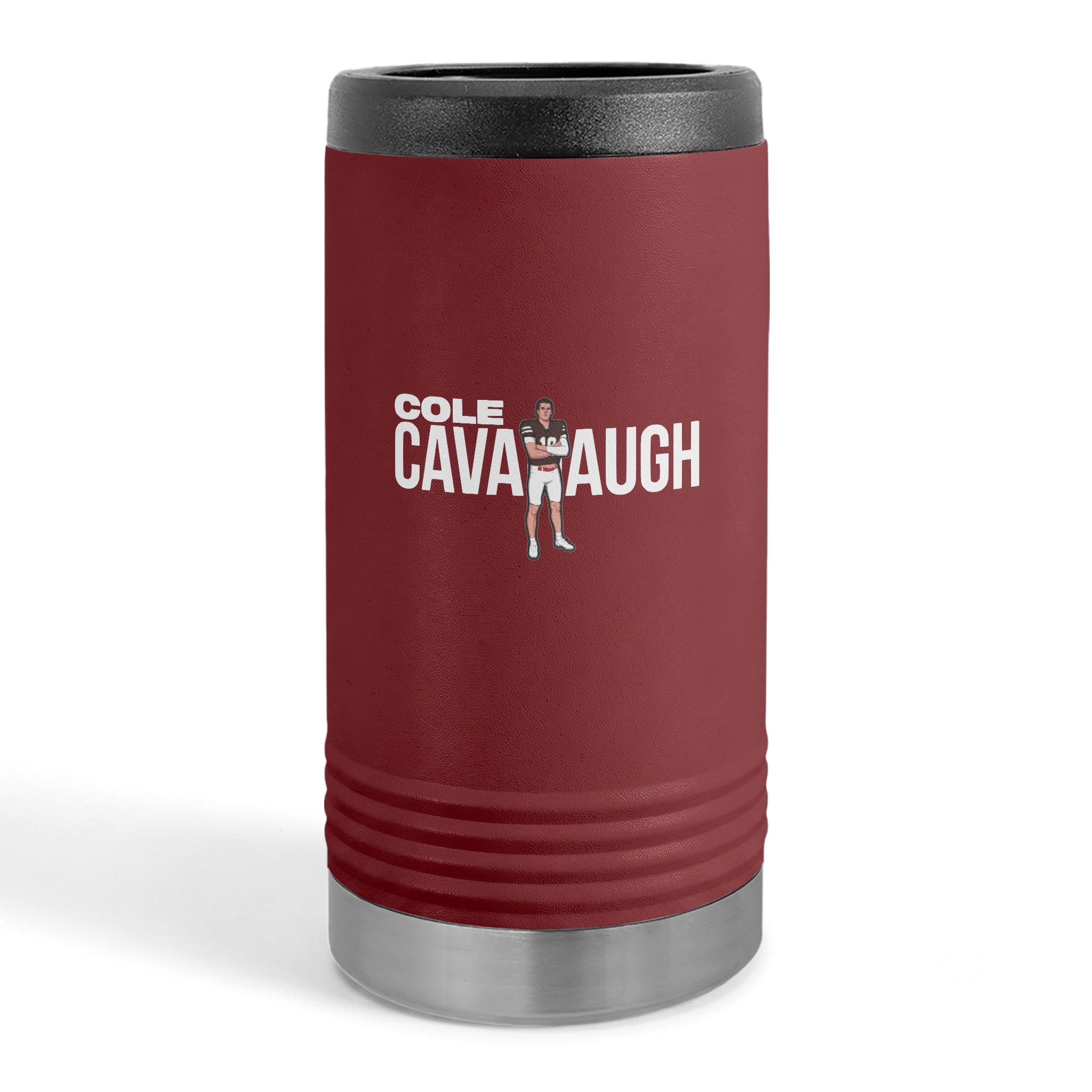 Slim Stainless Can Cooler — character_player_name in Maroon