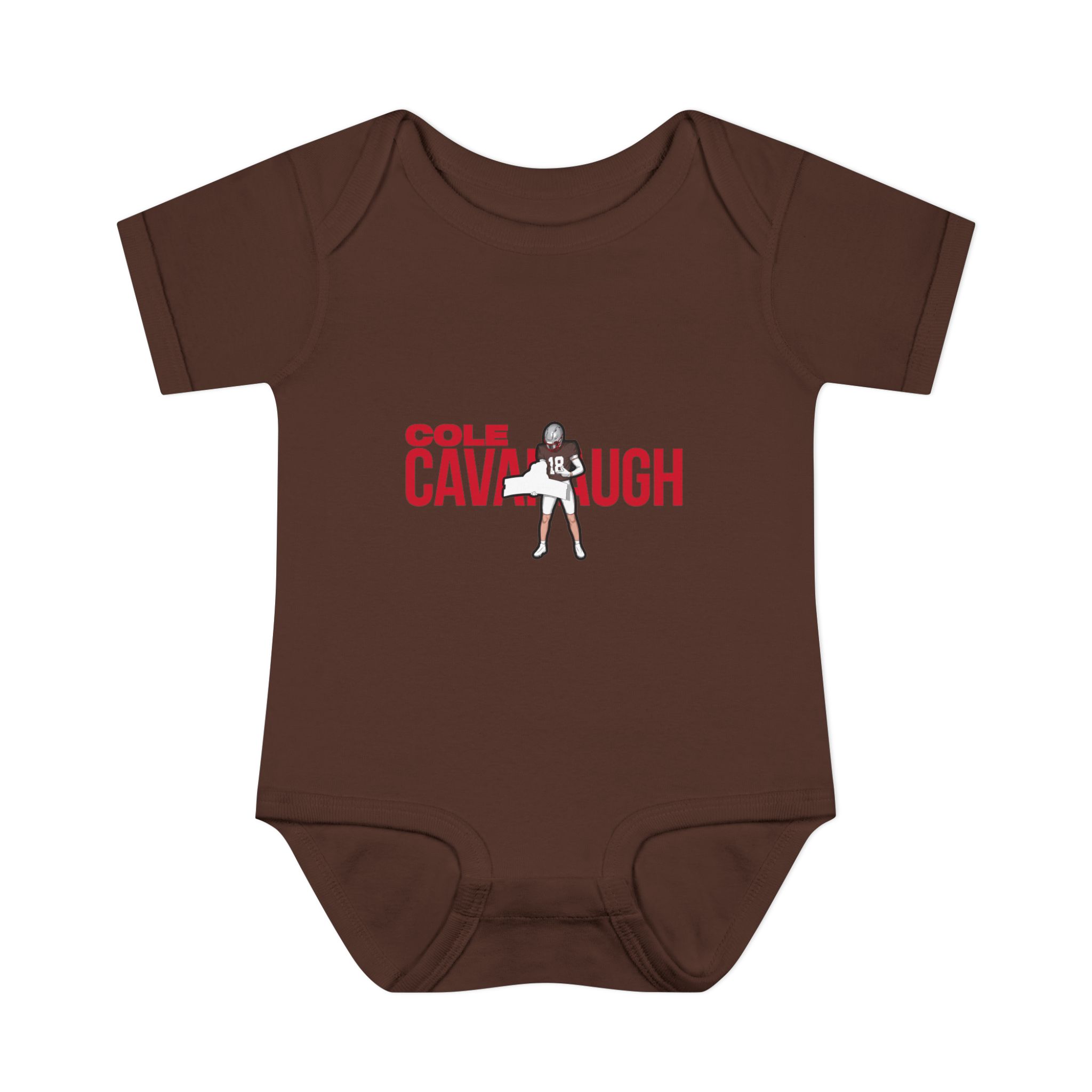 Baby Onesie — character_player_name in Brown