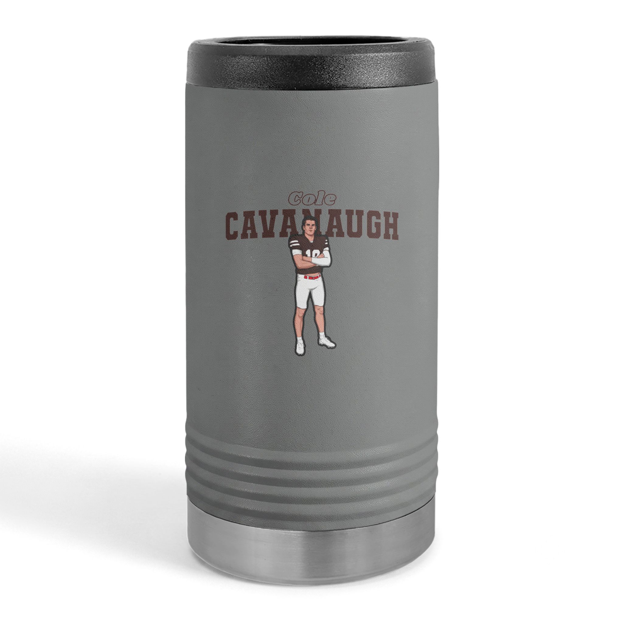 Slim Stainless Can Cooler — character_name_arch in Grey