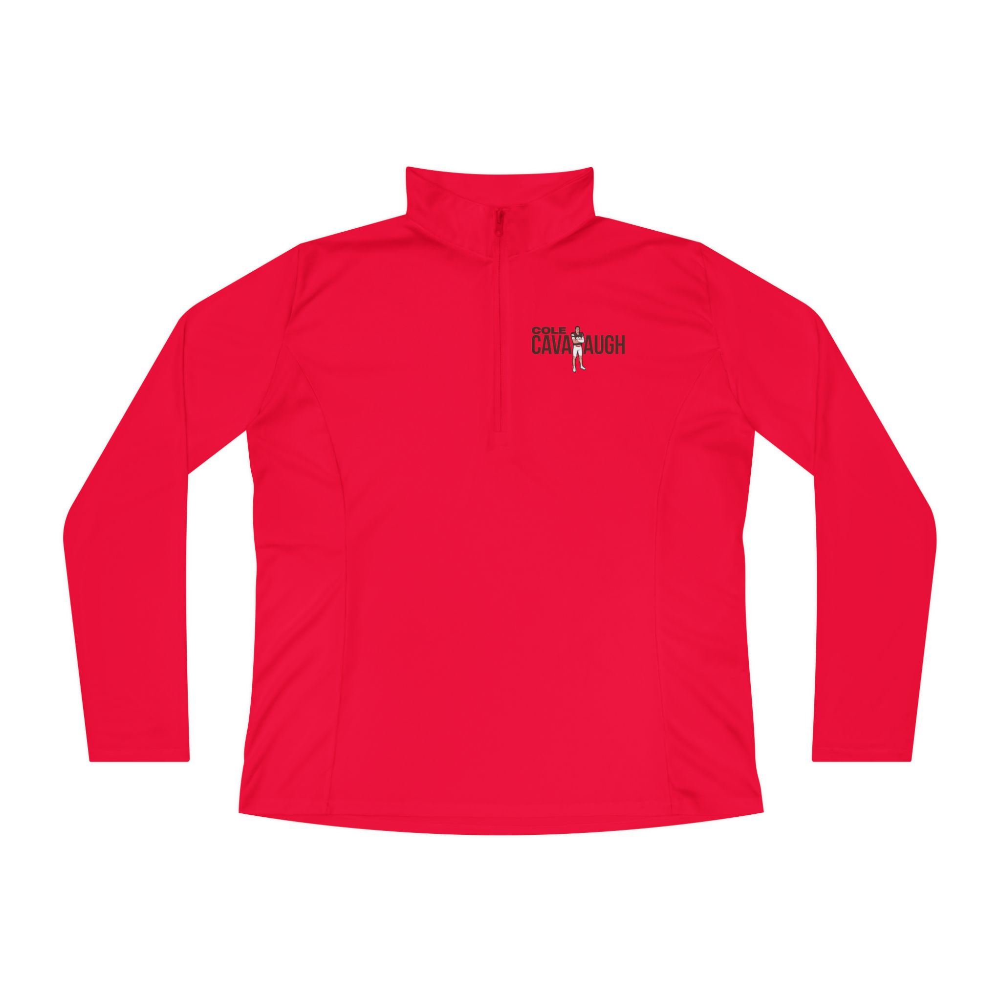 Women's Q-Zip Pullover — character_player_name in Red
