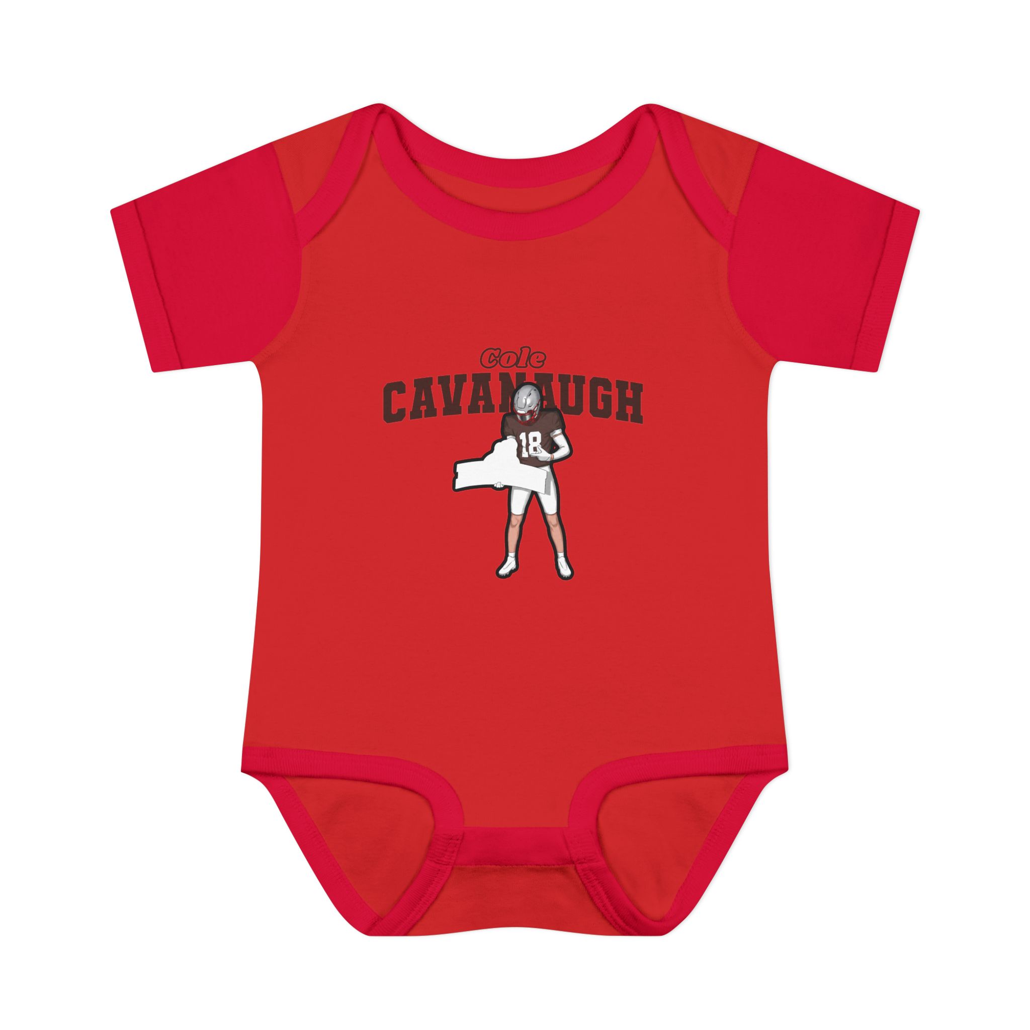 Baby Onesie — character_name_arch in Red