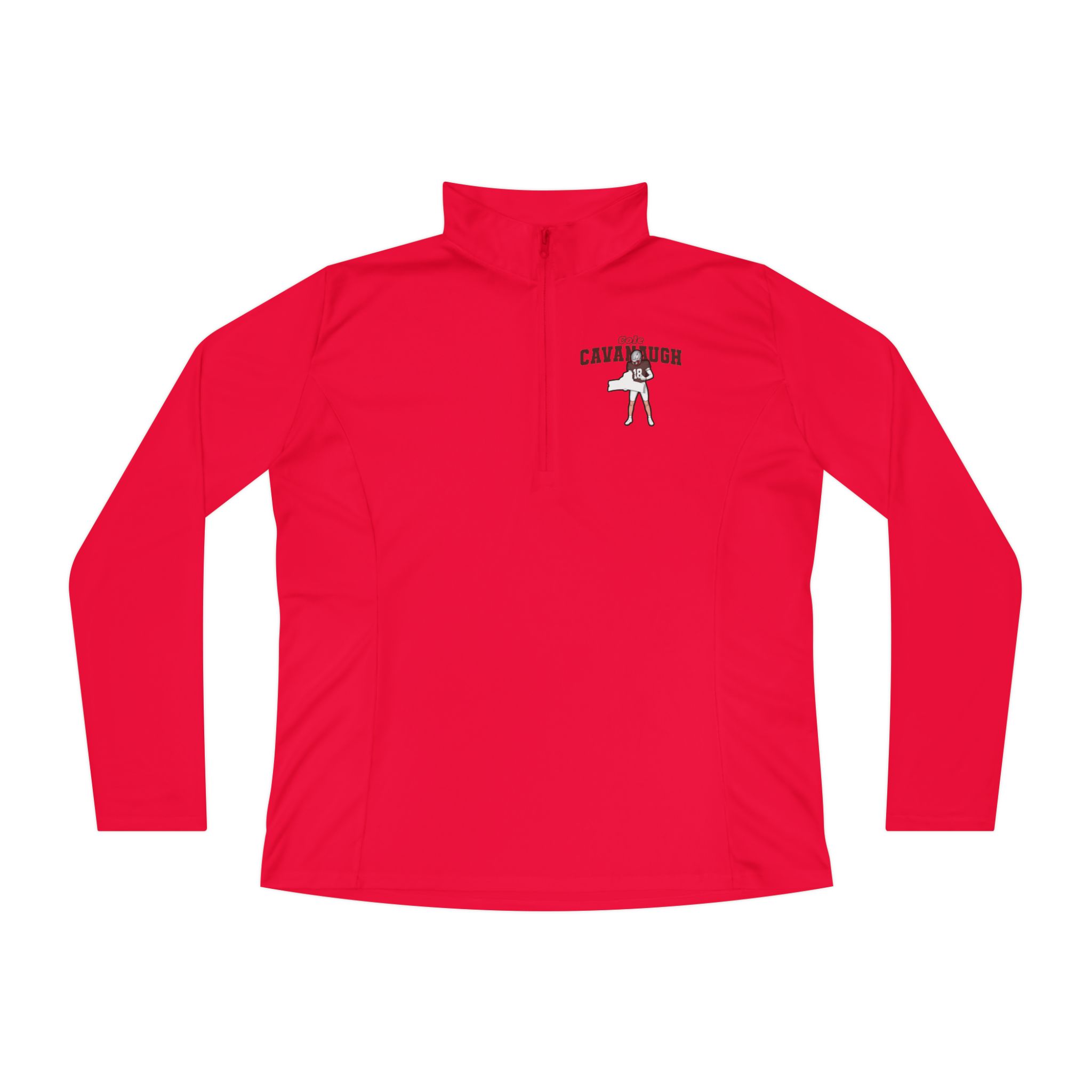 Women's Q-Zip Pullover — character_name_arch in Red