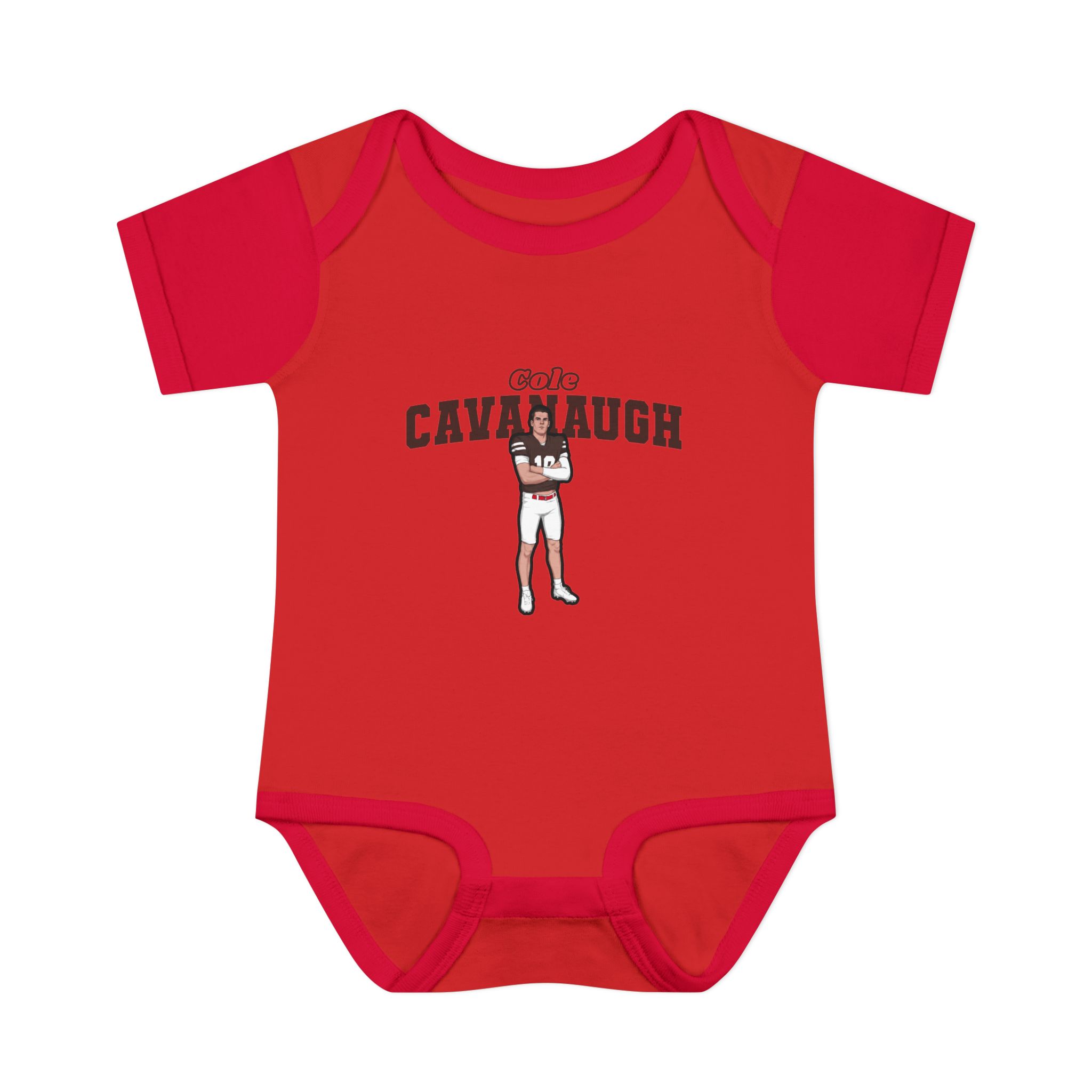 Baby Onesie — character_name_arch in Red