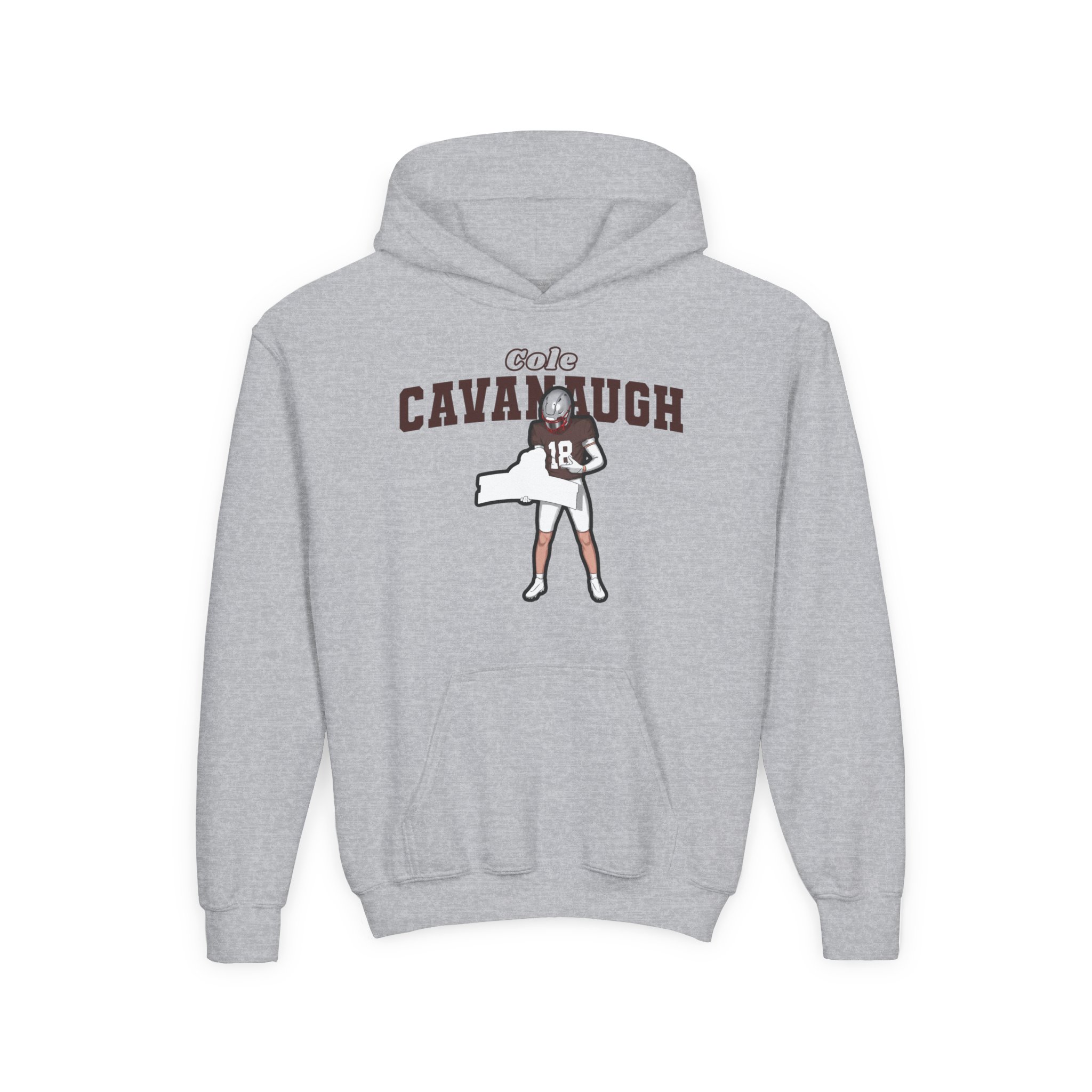 Youth Hoodie — character_name_arch in Grey
