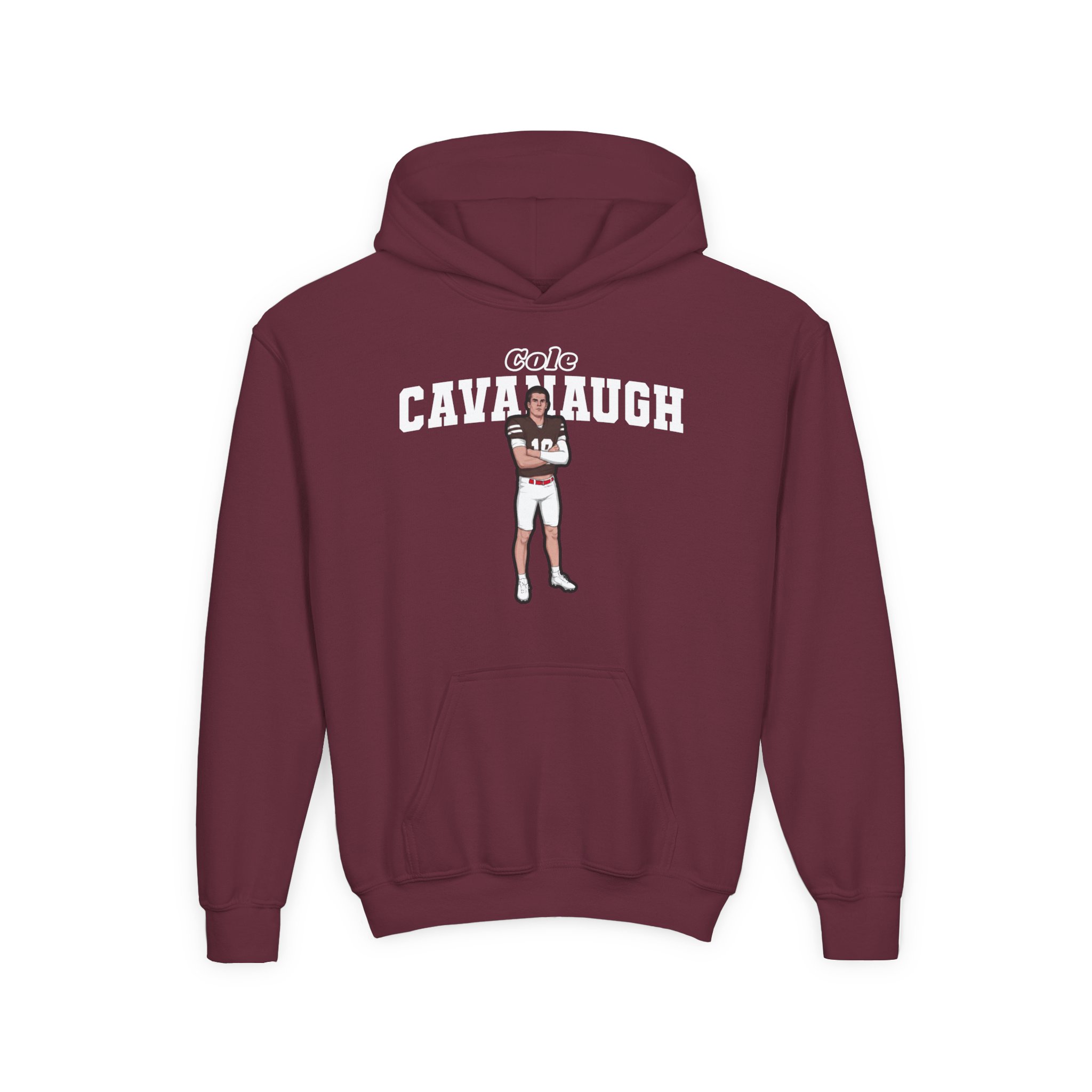 Youth Hoodie — character_name_arch in Maroon