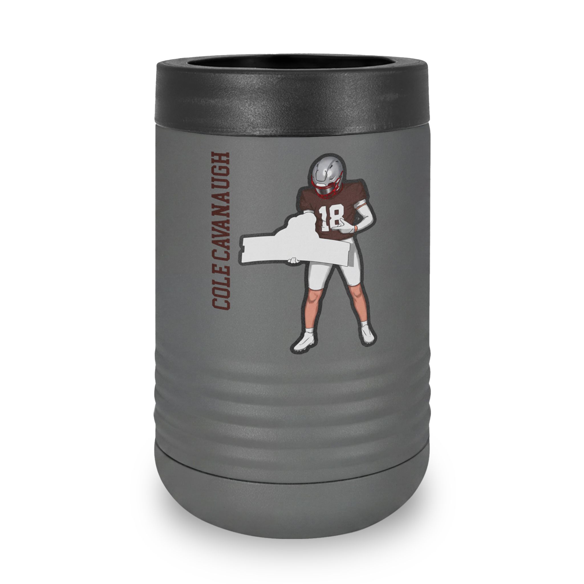 Stainless Can Cooler — character_name_vertical in Grey