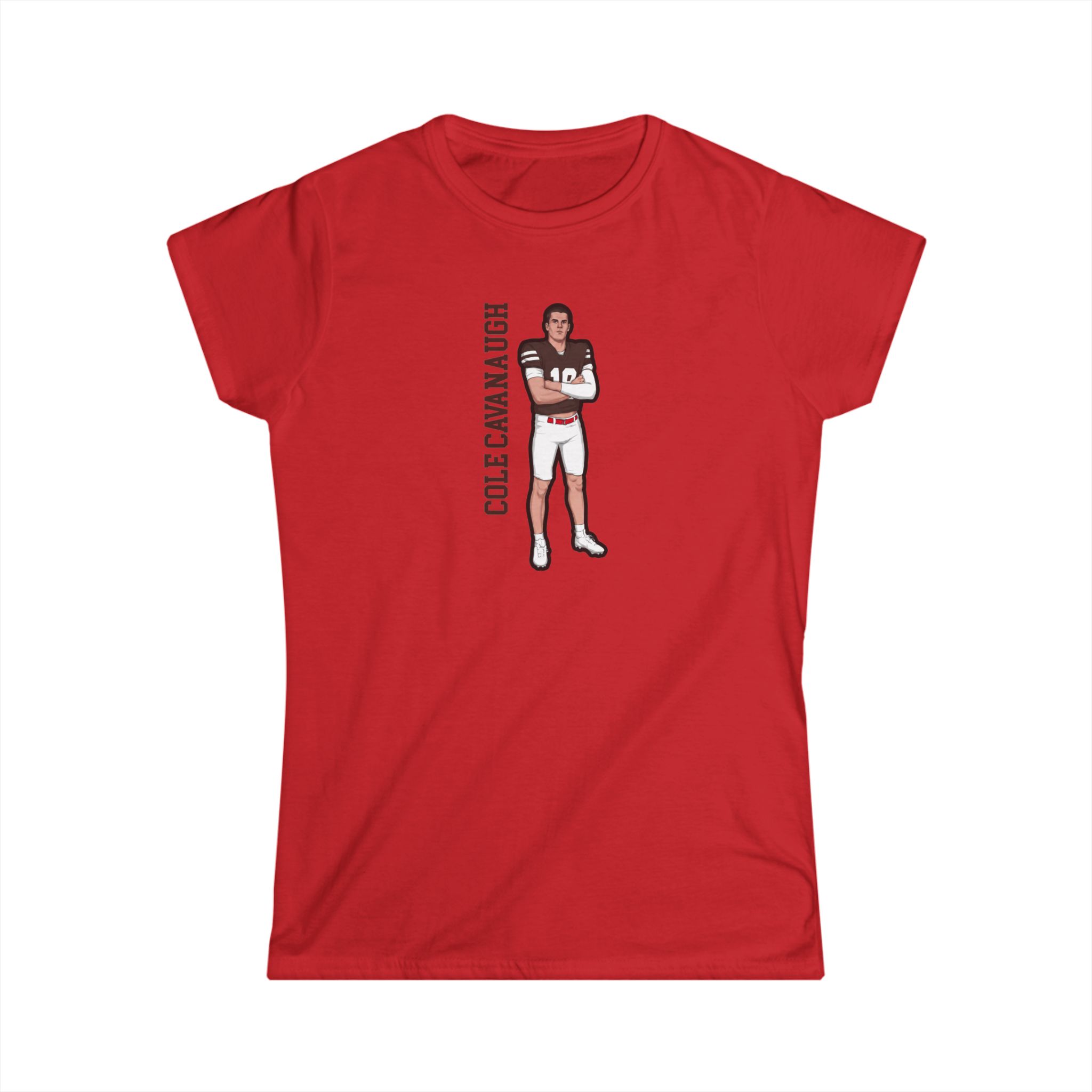 Women's Softstyle Tee — character_name_vertical in Red