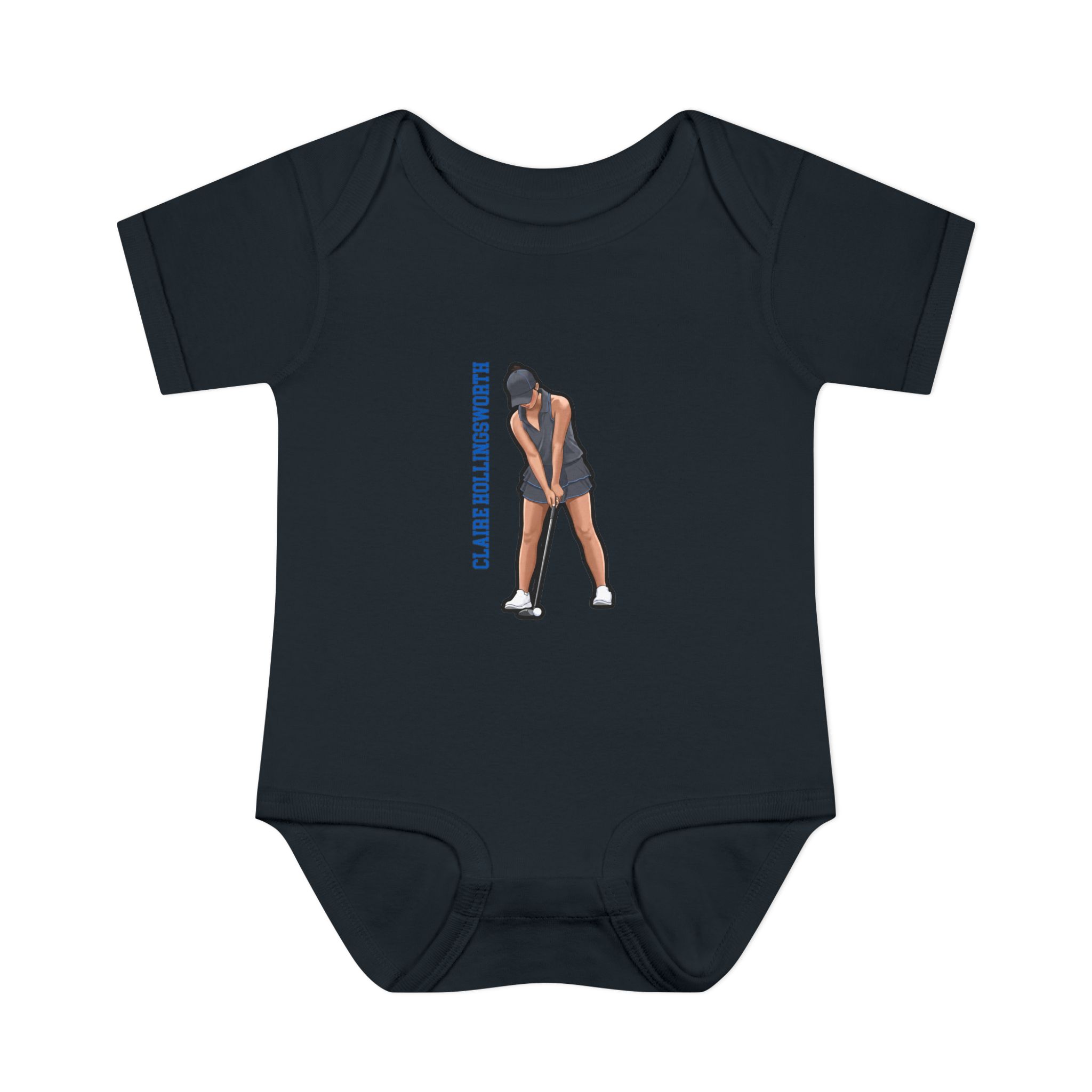 Baby Onesie — character_name_vertical in Black