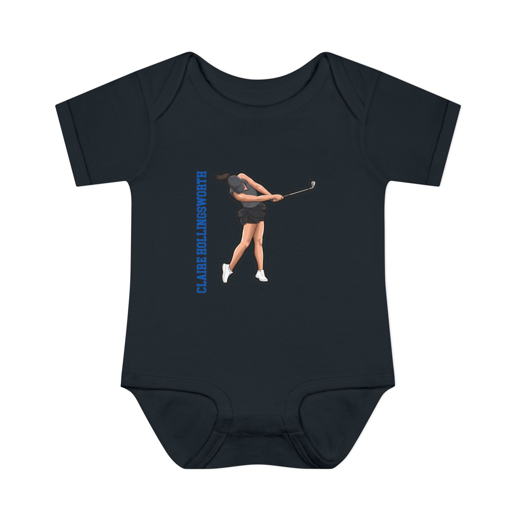 Baby Onesie — character_name_vertical in Black